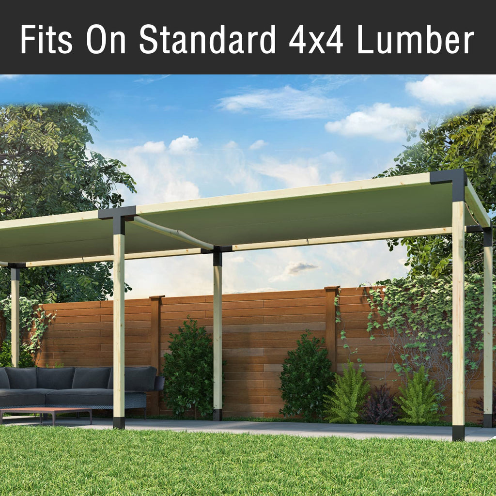 Woodwork Pergola Kit 2 Pcs- Post and Beam T Brackets - Modular Sizing Pergola Brackets Hardware fit for 4 x 4 Lumber, Heavy Duty