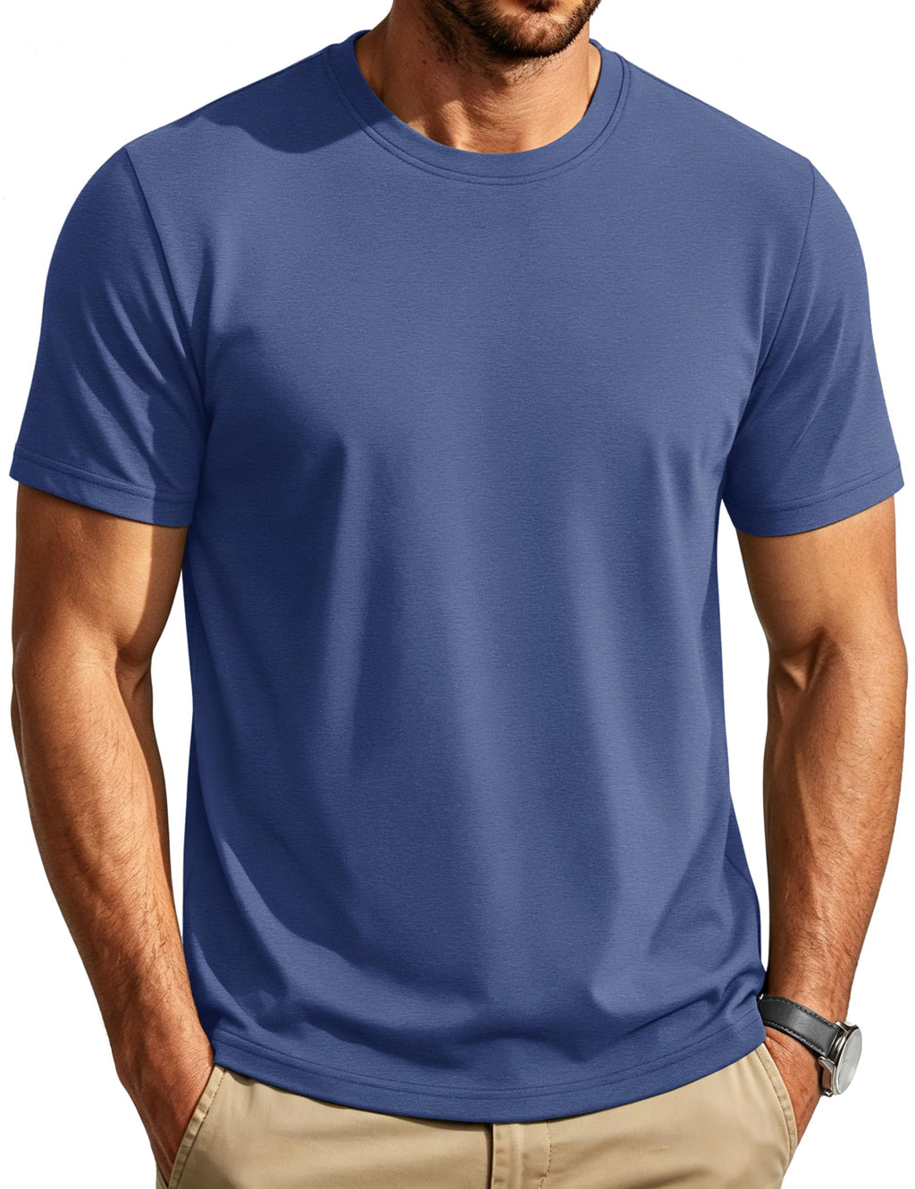 Cotrasen Mens T-Shirts Short Sleeve Cotton Crew Neck Lightweight Moisture Wicking Casual Soft Basic Plain Tee Shirts
