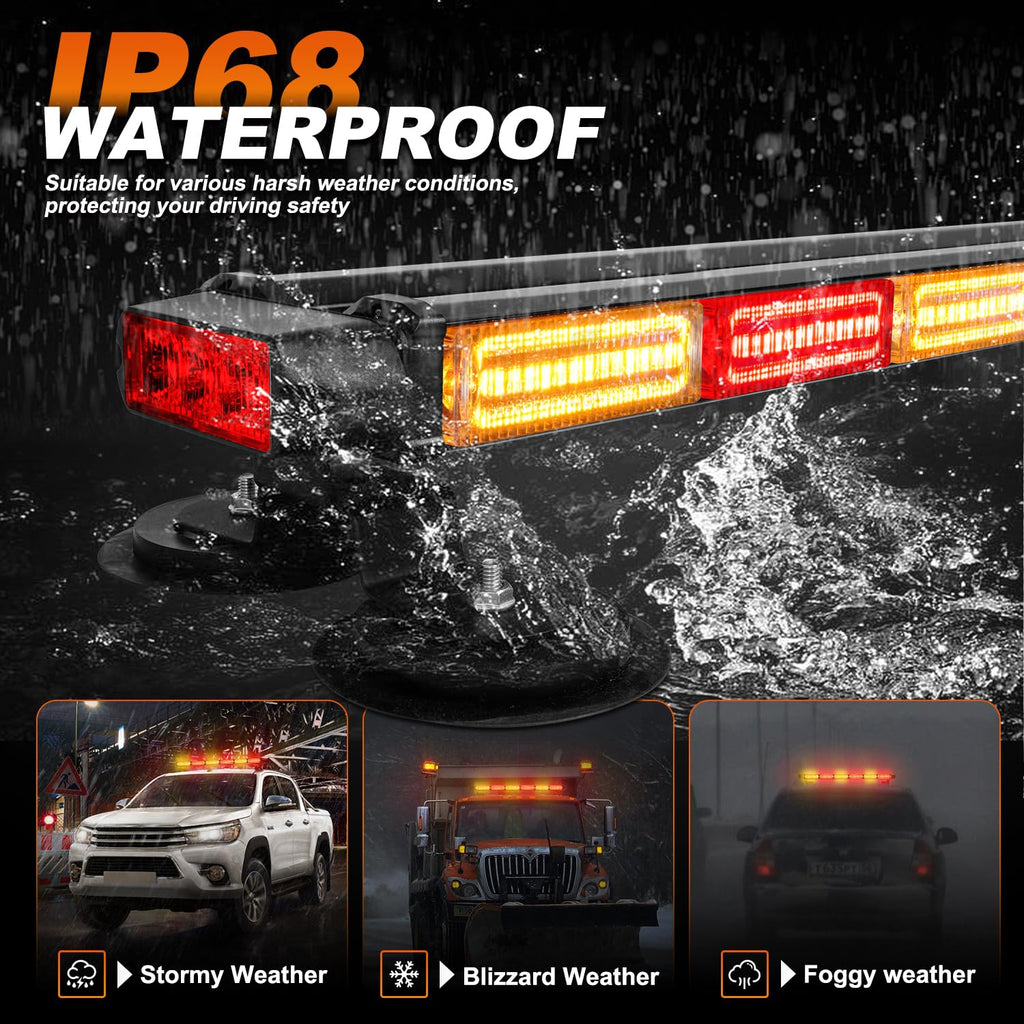 ASPL 26inch 126 LED Rooftop Emergency Strobe Lights Bar Double Side Flashing Safety Warning Traffic Advisor Light Bar Hazard Snow Plow Light for Work Trucks Vehicles Construction Tow Pickup(Amber)