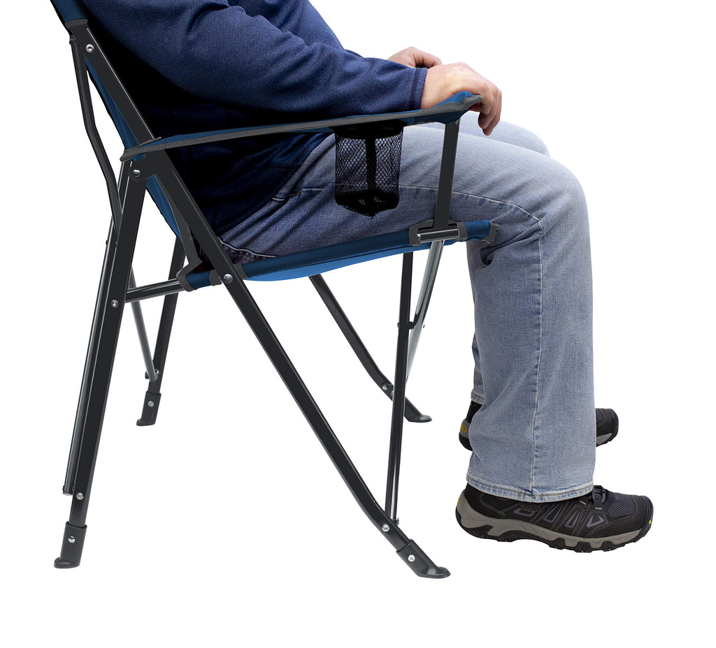 GCI Outdoor Comfort Pro Rocker Camping Chair | Portable Folding Rocking Chair with Durable Armrests & Drink Holder — Blush