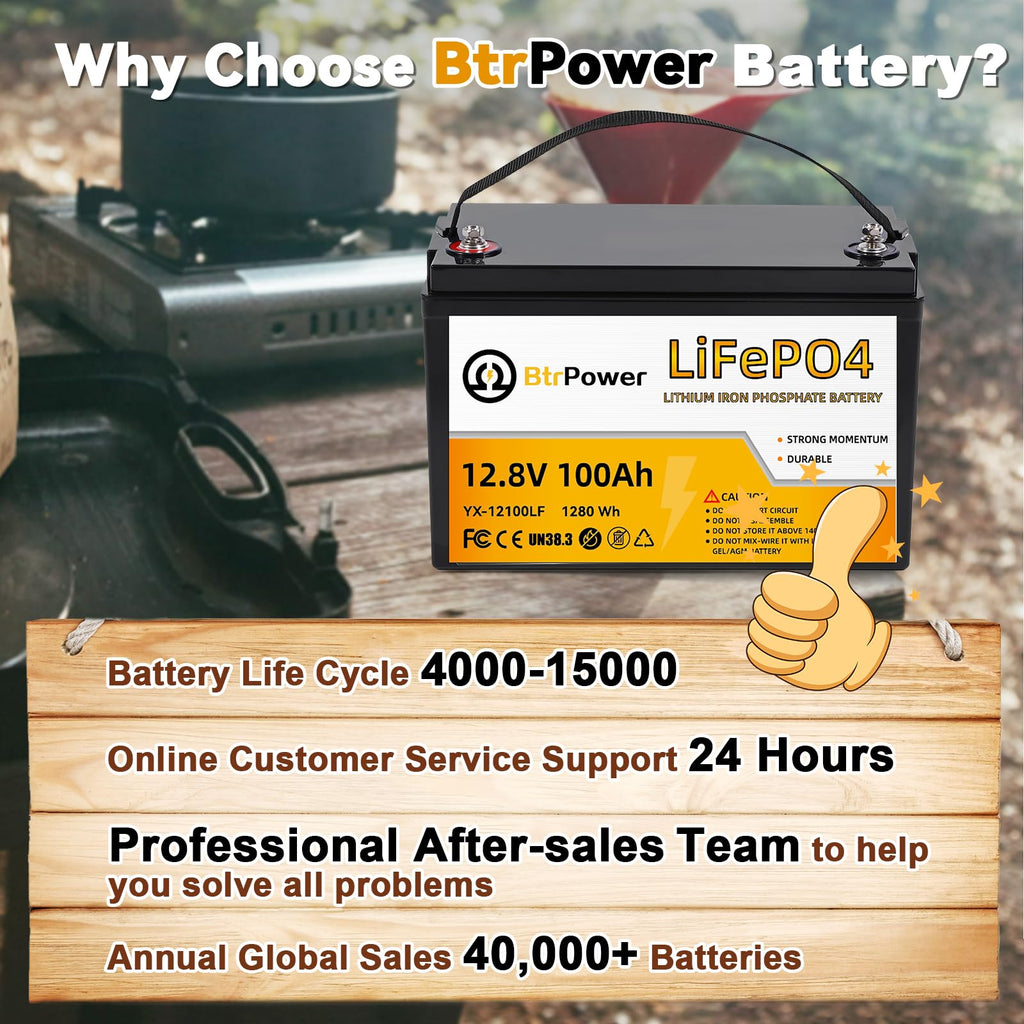12V Lithium Battery,5000+ Deep Cycle LiFePO4 Battery with Built-in 100A BMS fit for Home Storage,Trolling Motor,RV,Off-Grid System,Solar Power System,Marine (2PACK-12V100AH)