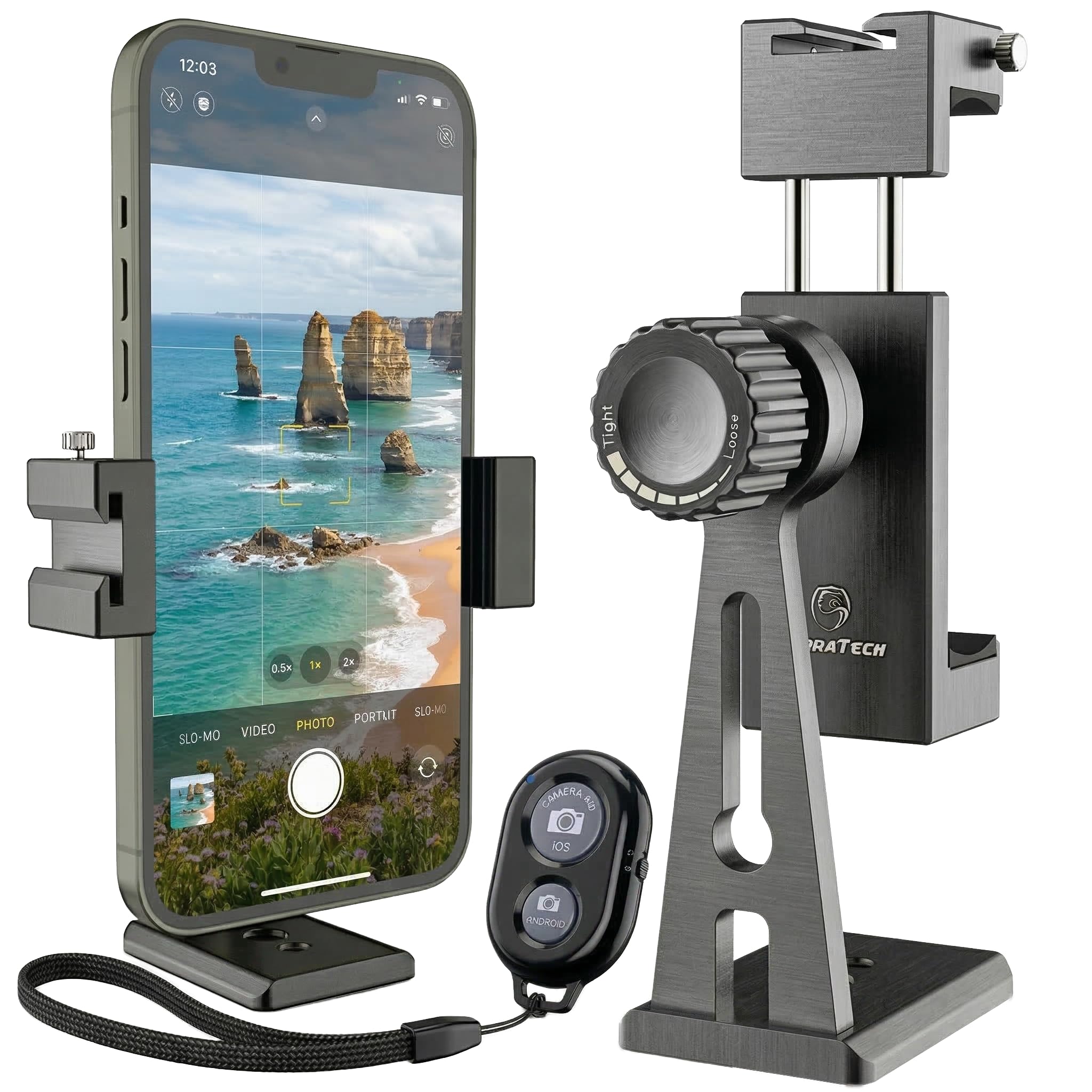KobraTech Metal Phone Tripod Mount - UniMount 360 Pro Heavy Duty Phone Tripod Mount with Wireless Remote Shutter