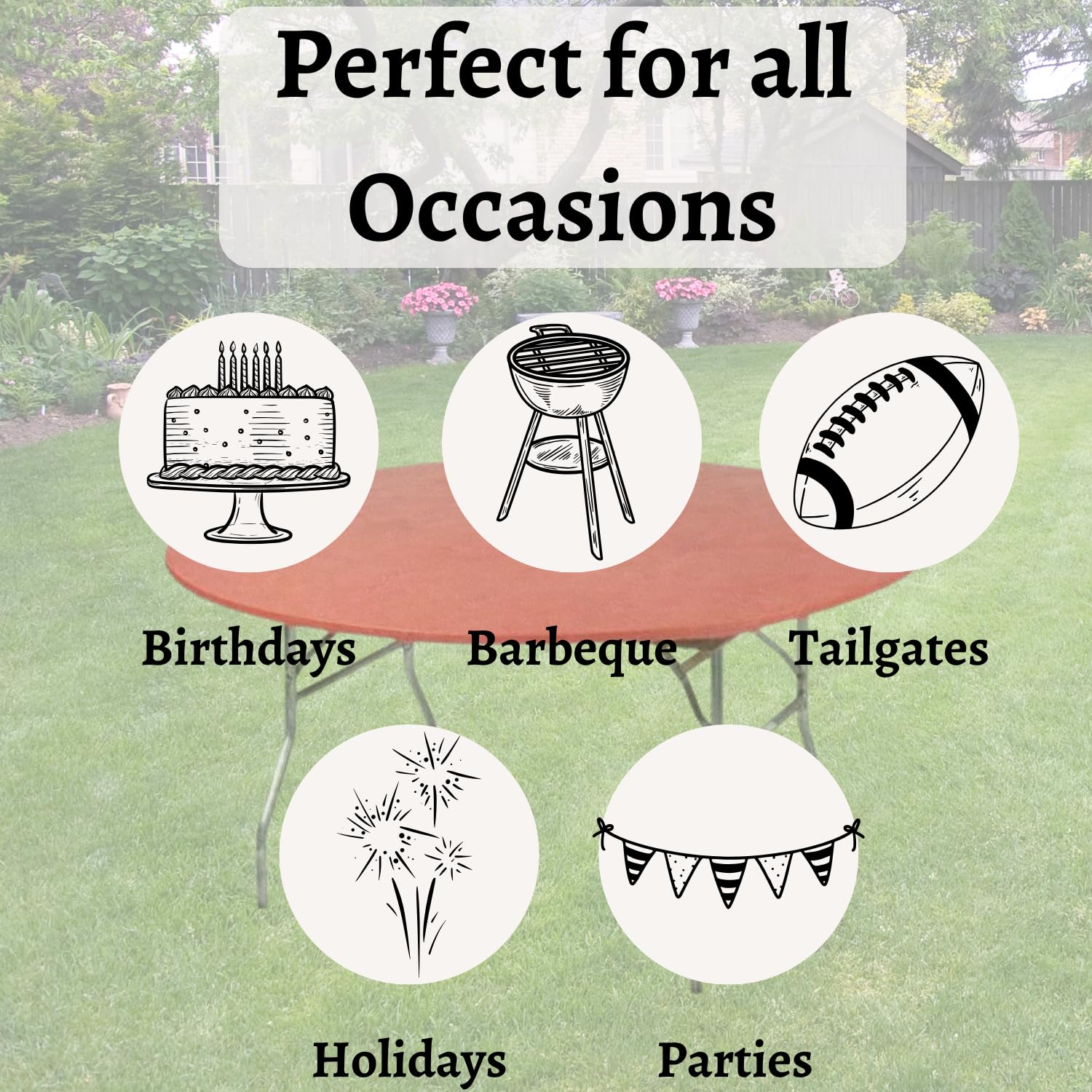 Kwik-Covers 60" Round Fitted Plastic Table Covers, 5 Pack (Black)