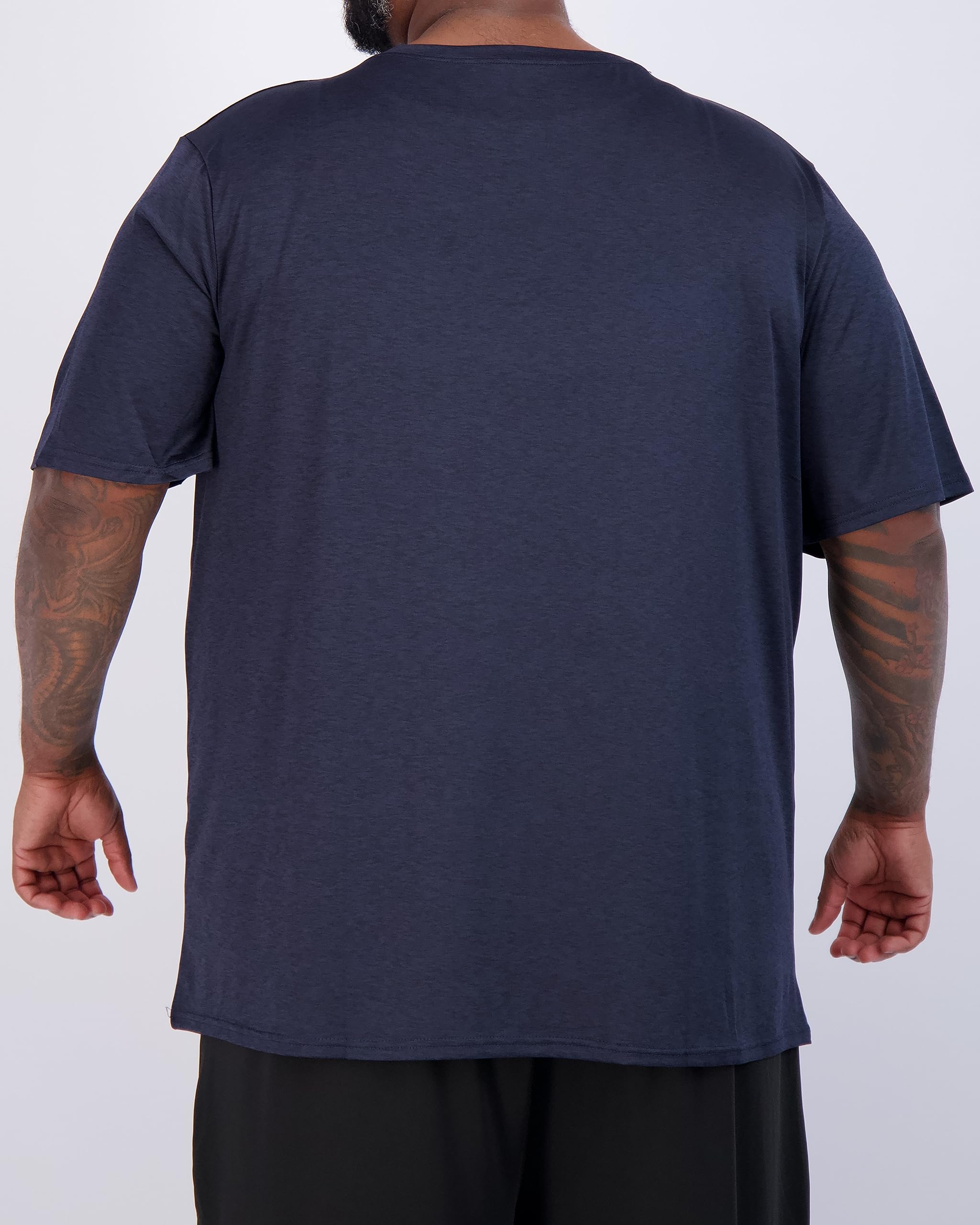 Real Essentials 3 Pack: Men's Big & Tall Short Sleeve V-Neck Athletic T-Shirt Dry-Fit Workout Shirts Moisture Wicking (3X-5X)