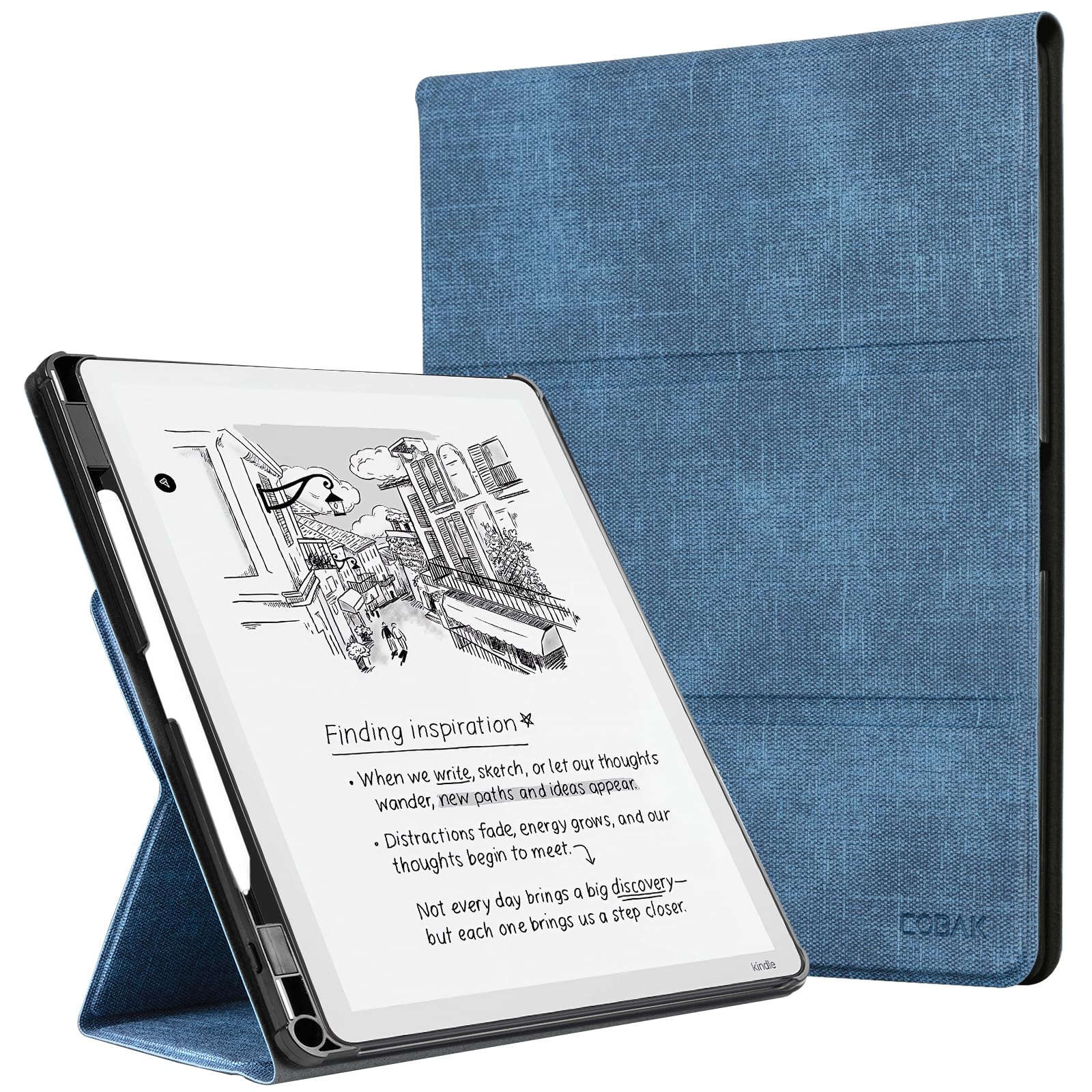 CoBak Stand Case for Kindle Scribe - Premium Folio Leather Cover with Pen Holder, Auto Sleep/Wake - Compatible with 10.2 Inch Kindle Scribe (2022/2024 Release)