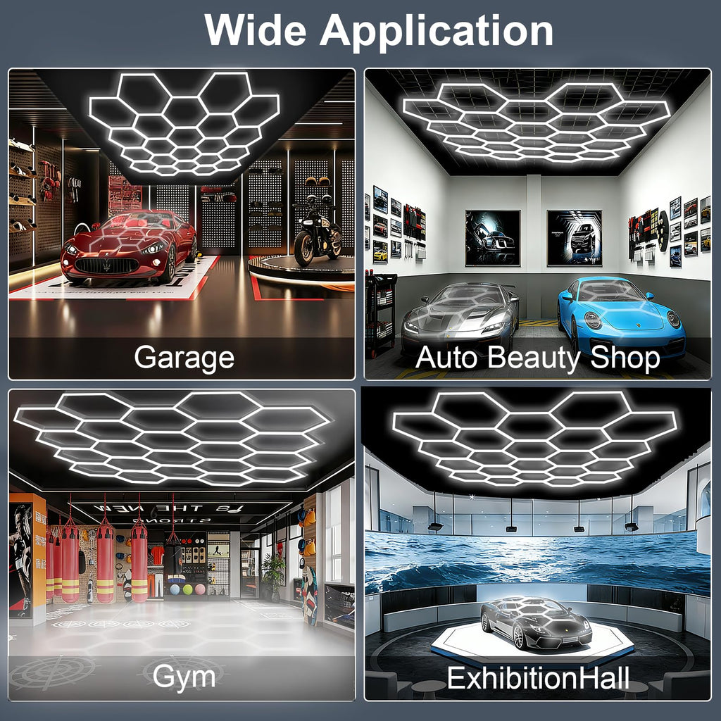 MODERN Hexagon LED Light,105W 12600LM 6500K, 3 Hexagonal LED Shop Light for Auto Shops, Malls & Work Areas