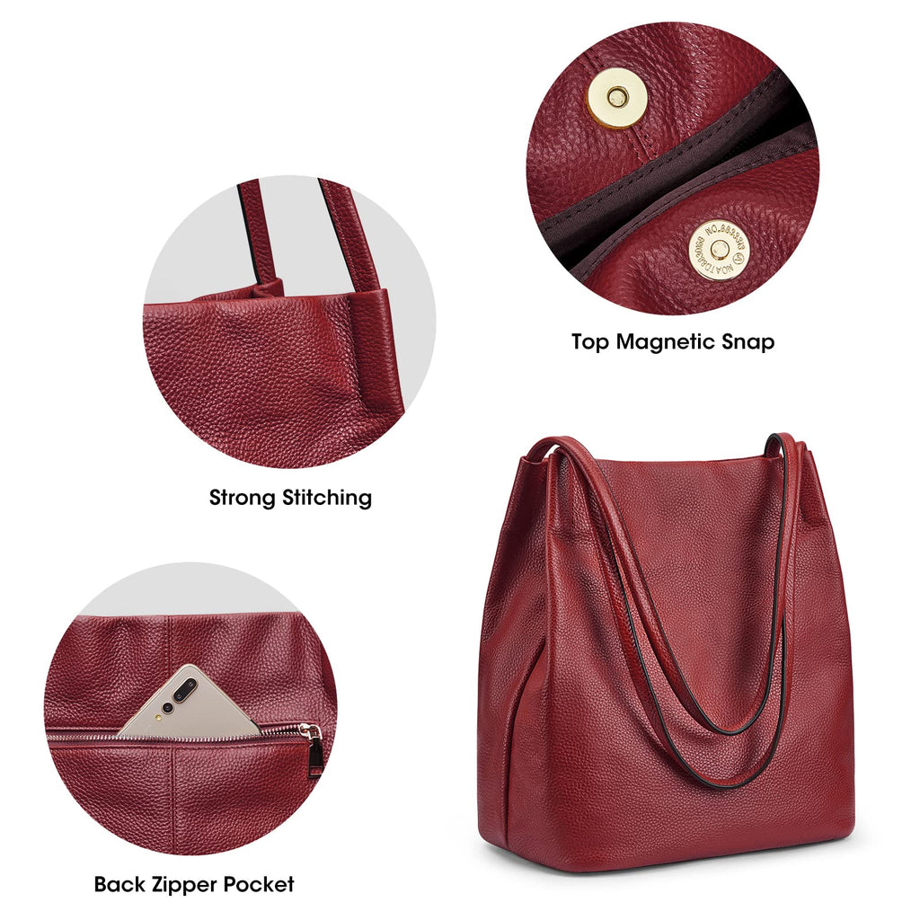 Kattee Women Soft Genuine Leather Totes Shoulder Bag Purses and Handbags with Top Magnetic Snap Closure