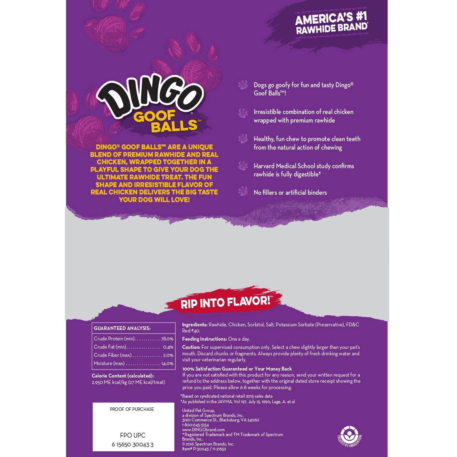Dingo Goofballs for Dogs, Rawhide Chews Made with Real Chicken for Small Breeds 18-Count