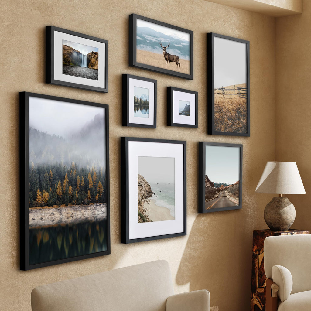 Americanflat 5x7 Picture Frame with Shatter-Resistant Glass - Soho Collection - Gallery Style Deep Molding Picture Frames for Tabletop and Wall Display - Black