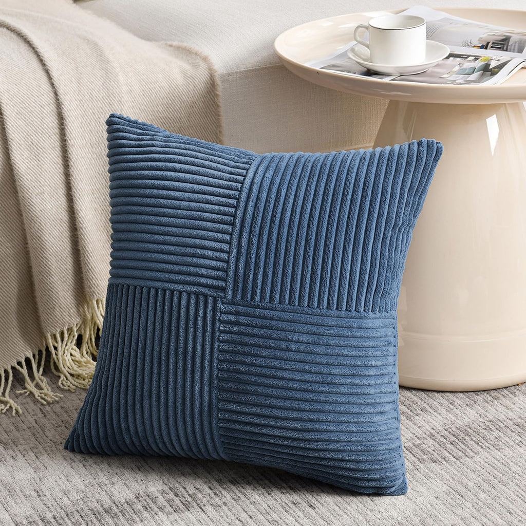 Fancy Homi Olive Green Samll Decorative Throw Pillow Covers 12x12 Inch with for Living Room Couch Bed Sofa, Rustic Farmhouse Boho Home Decor, Soft Corss Patchwork Corduroy Square Cushion Case 30x30 cm