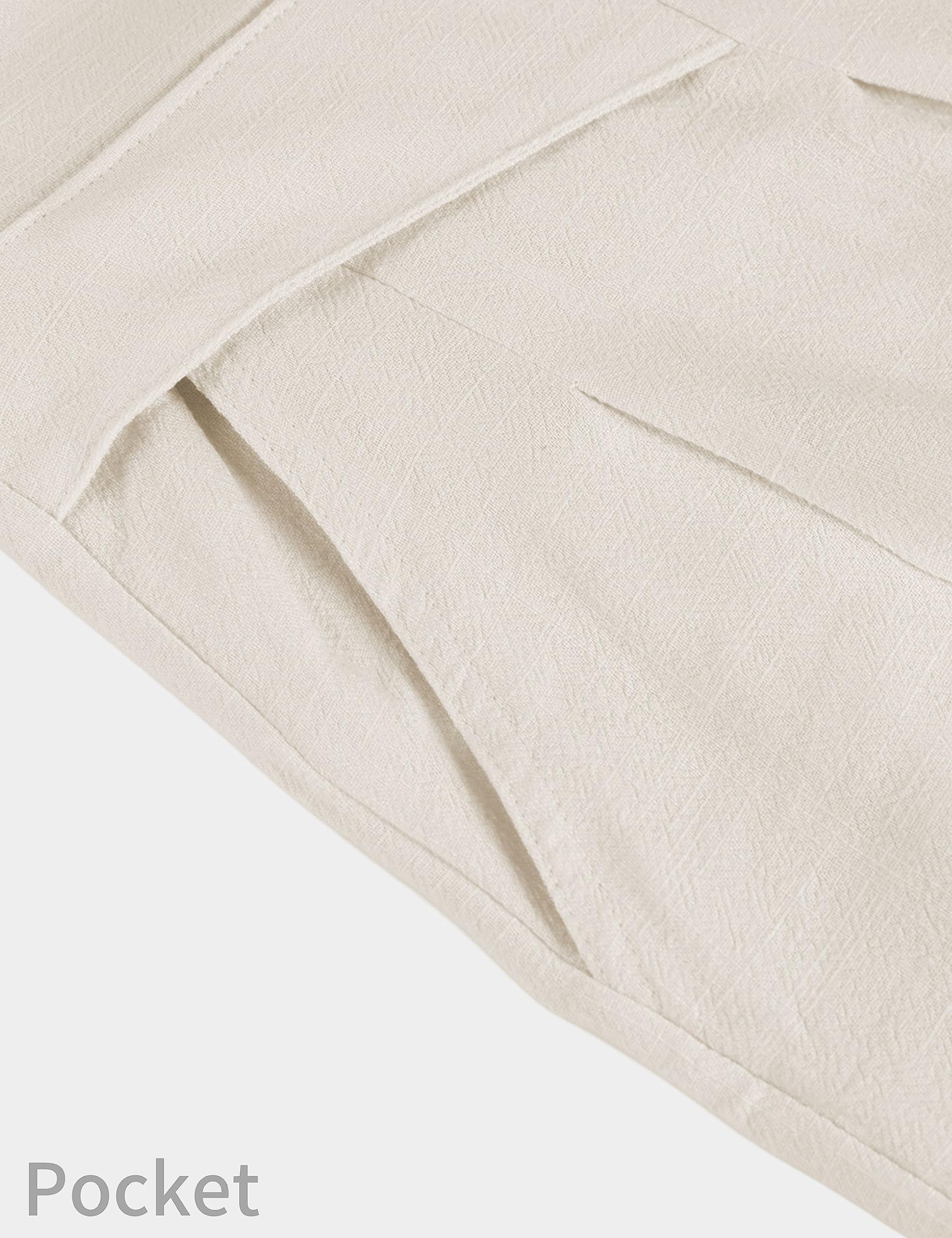 Bianstore Women's Culottes Linen Cropped Wide Leg Pants Elastic Waist Casual Palazzo Trousers with Pockets