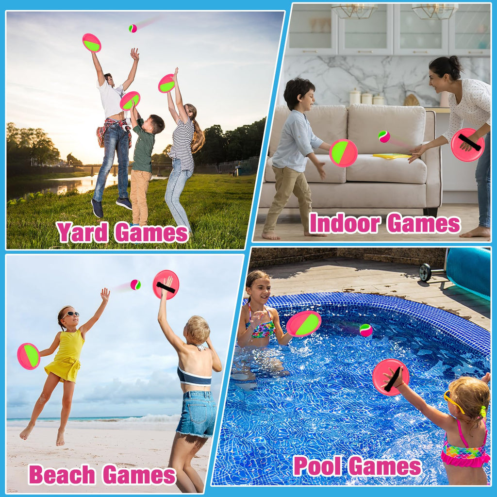 Toss and Catch Ball Game Set - Outdoor & Indoor Sports Toys for Kids - Outside Games for Yard, Lawn, Camping, Beach, Pool - Classic Sticky Paddle Ball Toy for 3 4 5 6 7 8-12 Year Old Boys Girls Gifts