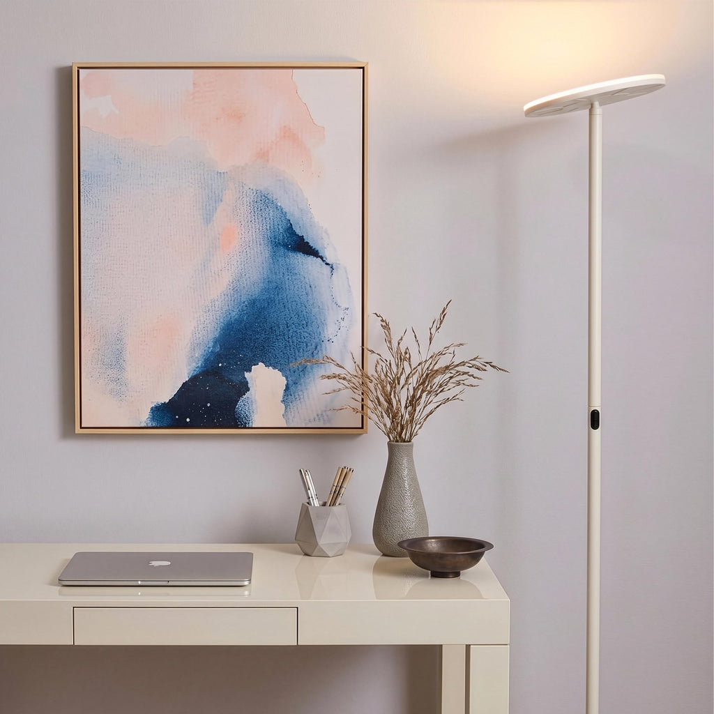 Brightech Sky LED Floor lamp, Torchiere Super Bright Floor Lamp for Living Room Decor & Office - Dimmable, Tall Standing Lamp with Warm Light for Bedroom & Reading - Bronze