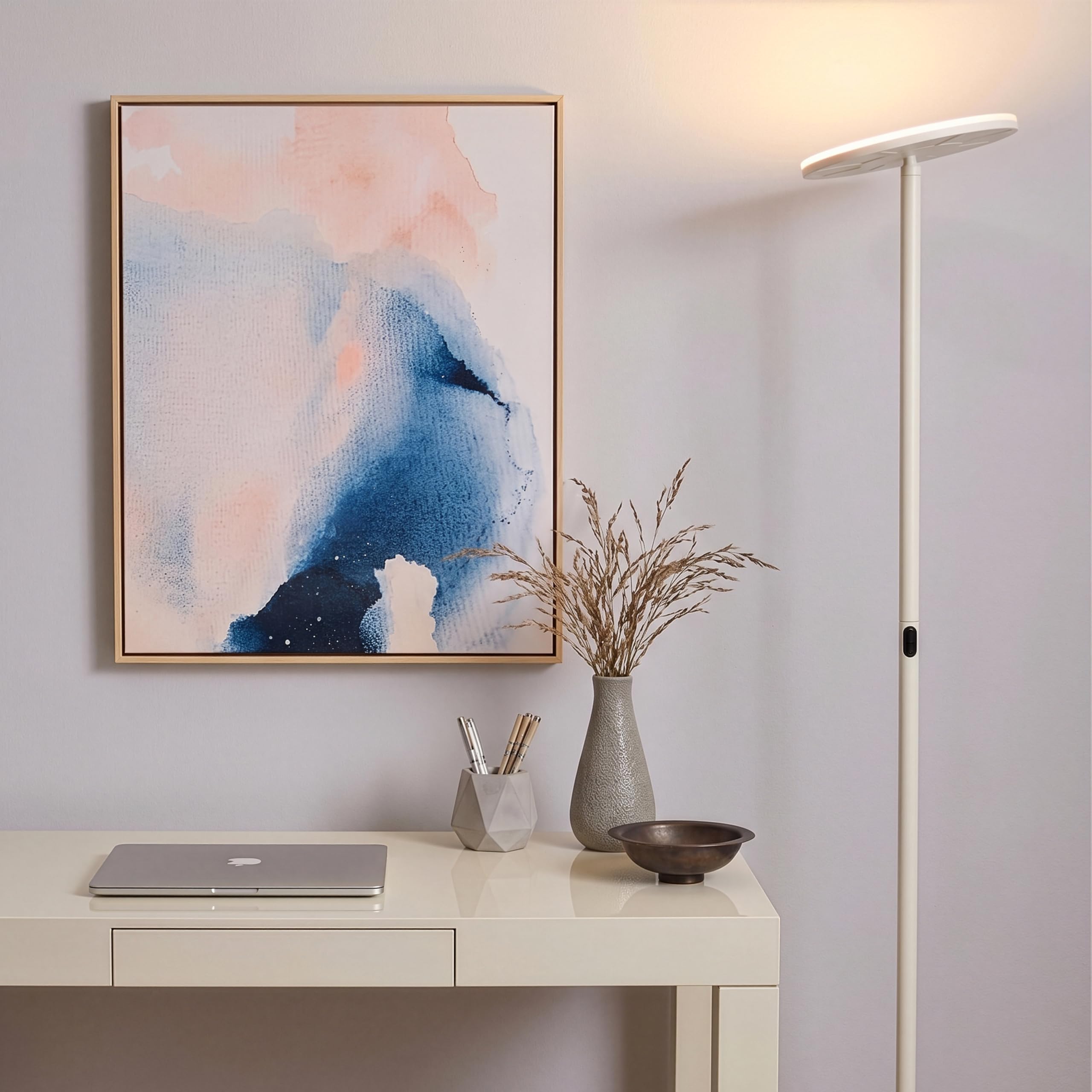 Brightech Sky LED Floor lamp, Torchiere Super Bright Floor Lamp for Living Room Decor & Office - Dimmable, Tall Standing Lamp with Warm Light for Bedroom & Reading - Bronze