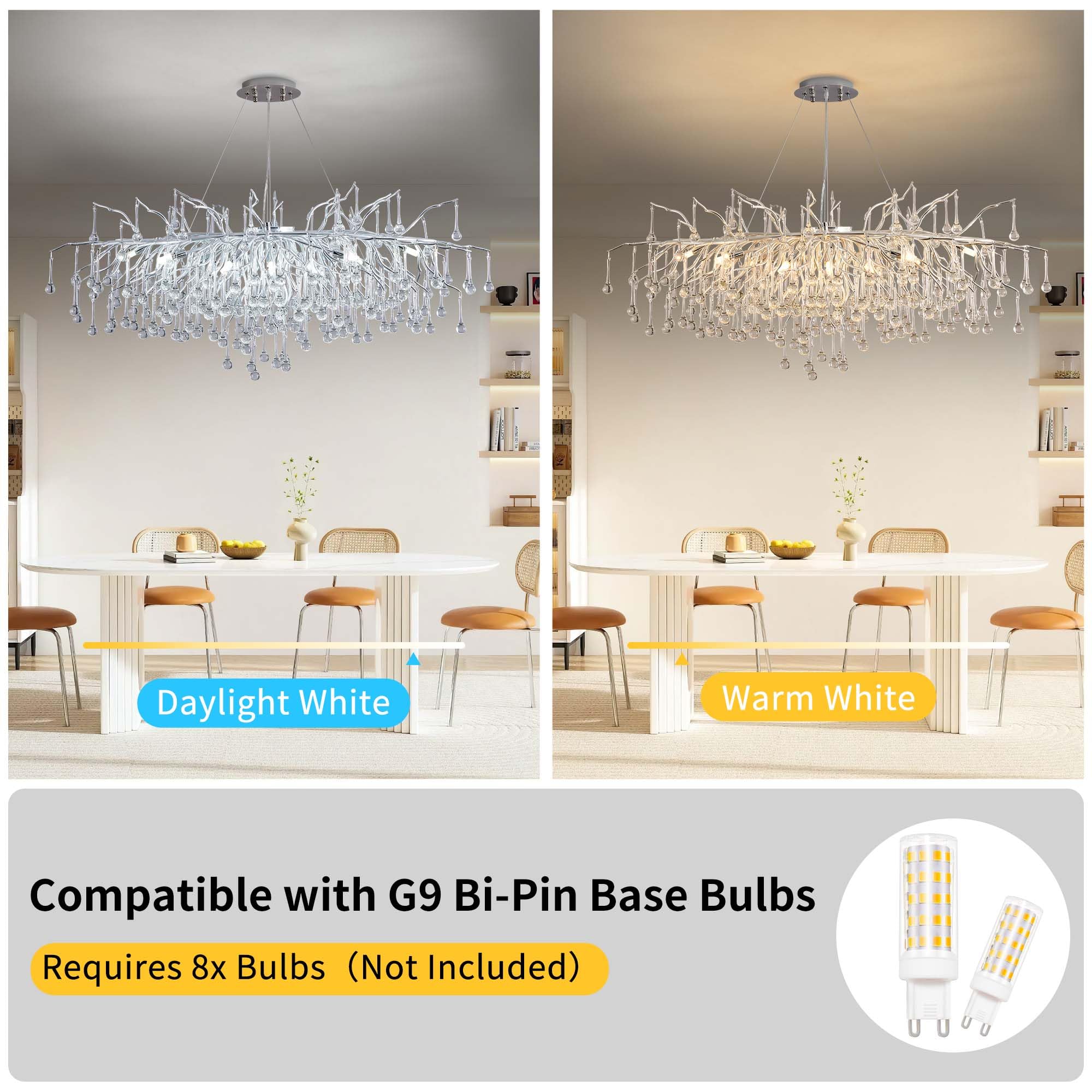 Modern Crystal Raindrop Chandelier, L40'' Black Linear Rectangle Art Deco Tree Branch Lighting Fixture for Kitchen Island Living Room Foyer Staircase 10 Lights