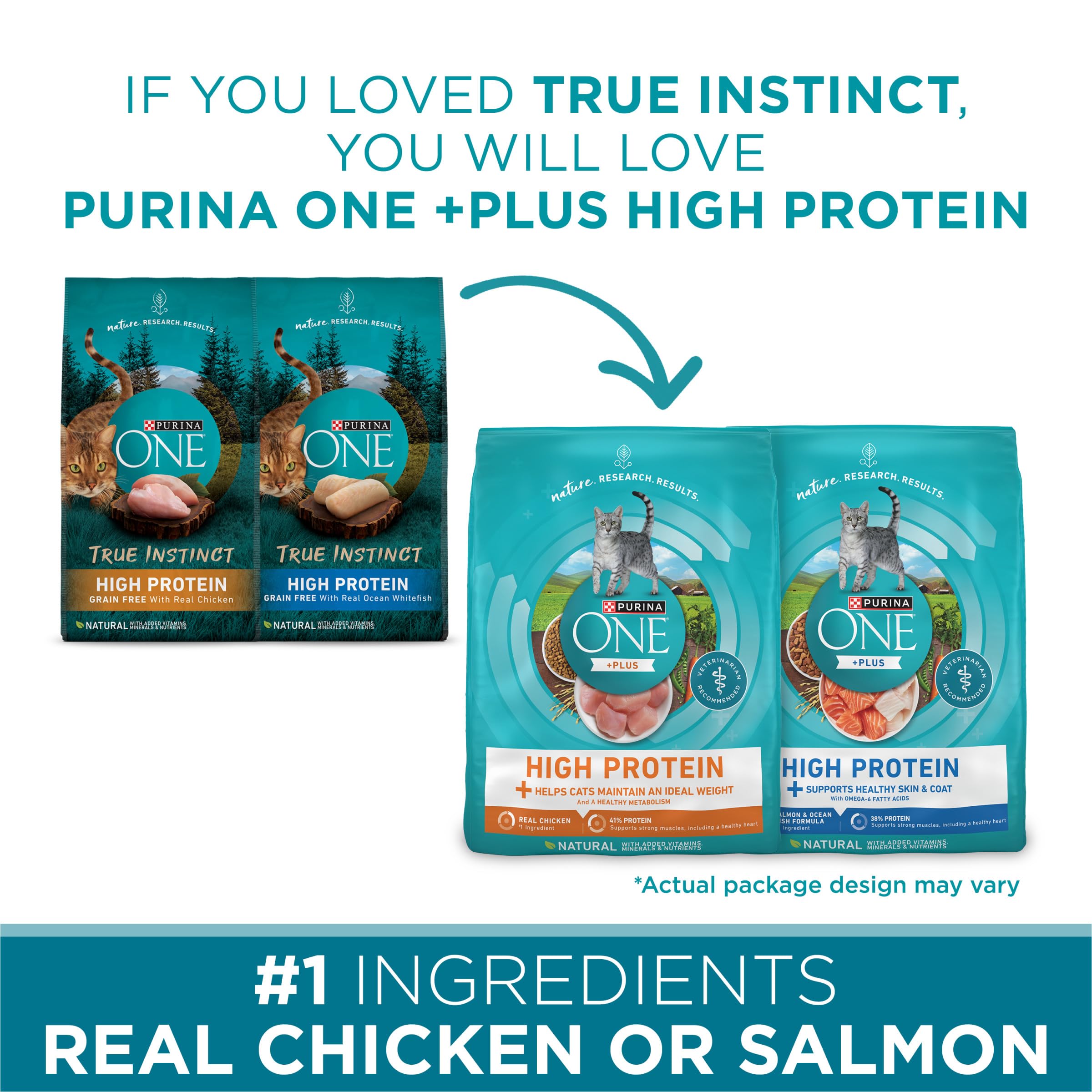 Purina ONE Natural High Protein Dry Dog Food Dry True Instinct with Real Beef and Salmon With Bone Broth and Added Vitamins, Minerals and Nutrients - 15 lb. Bag