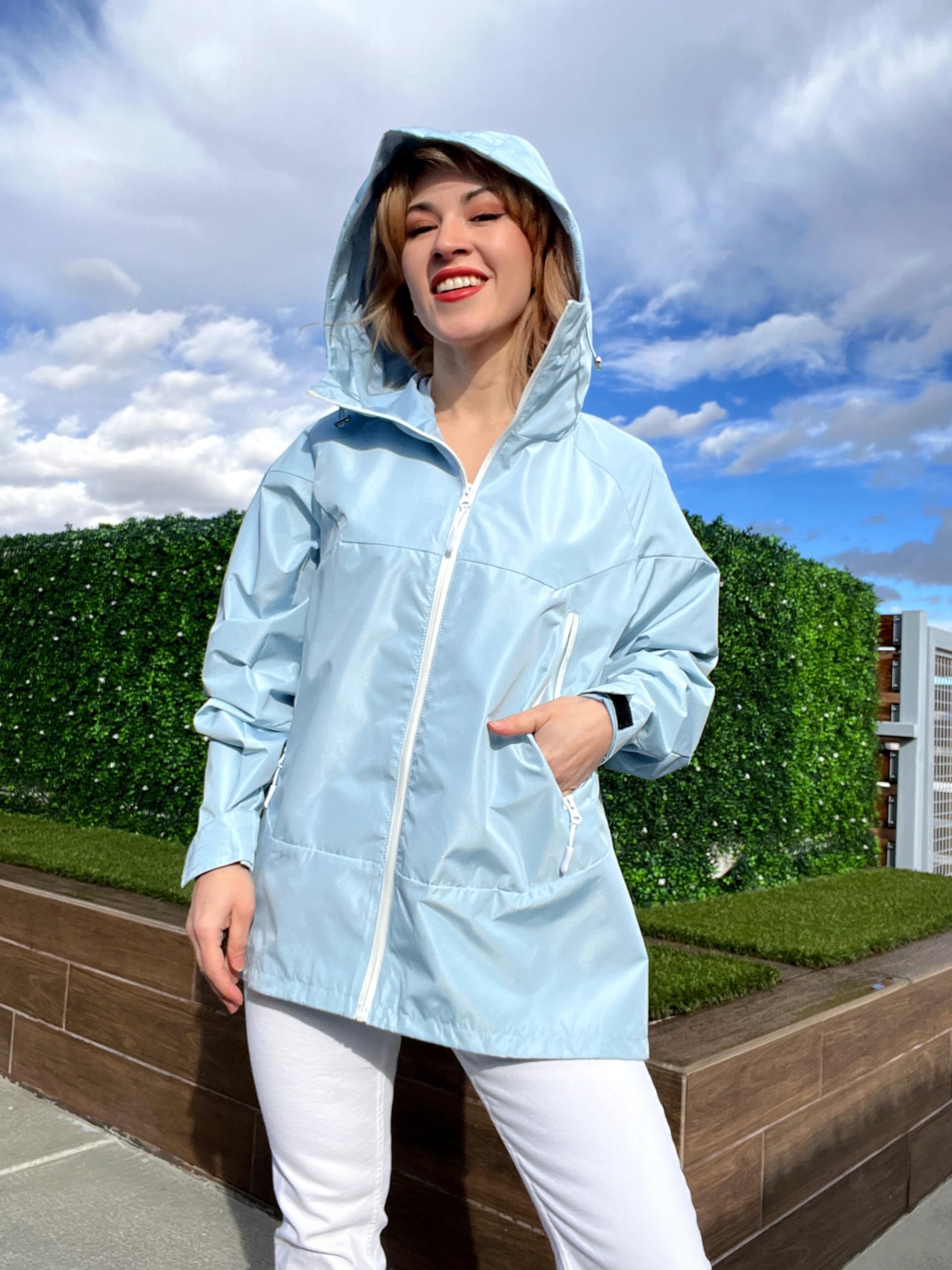 Avoogue Rain Jacket for Women Waterproof Lightweight Rain Coat Hiking Windbreaker Jacket with Hood