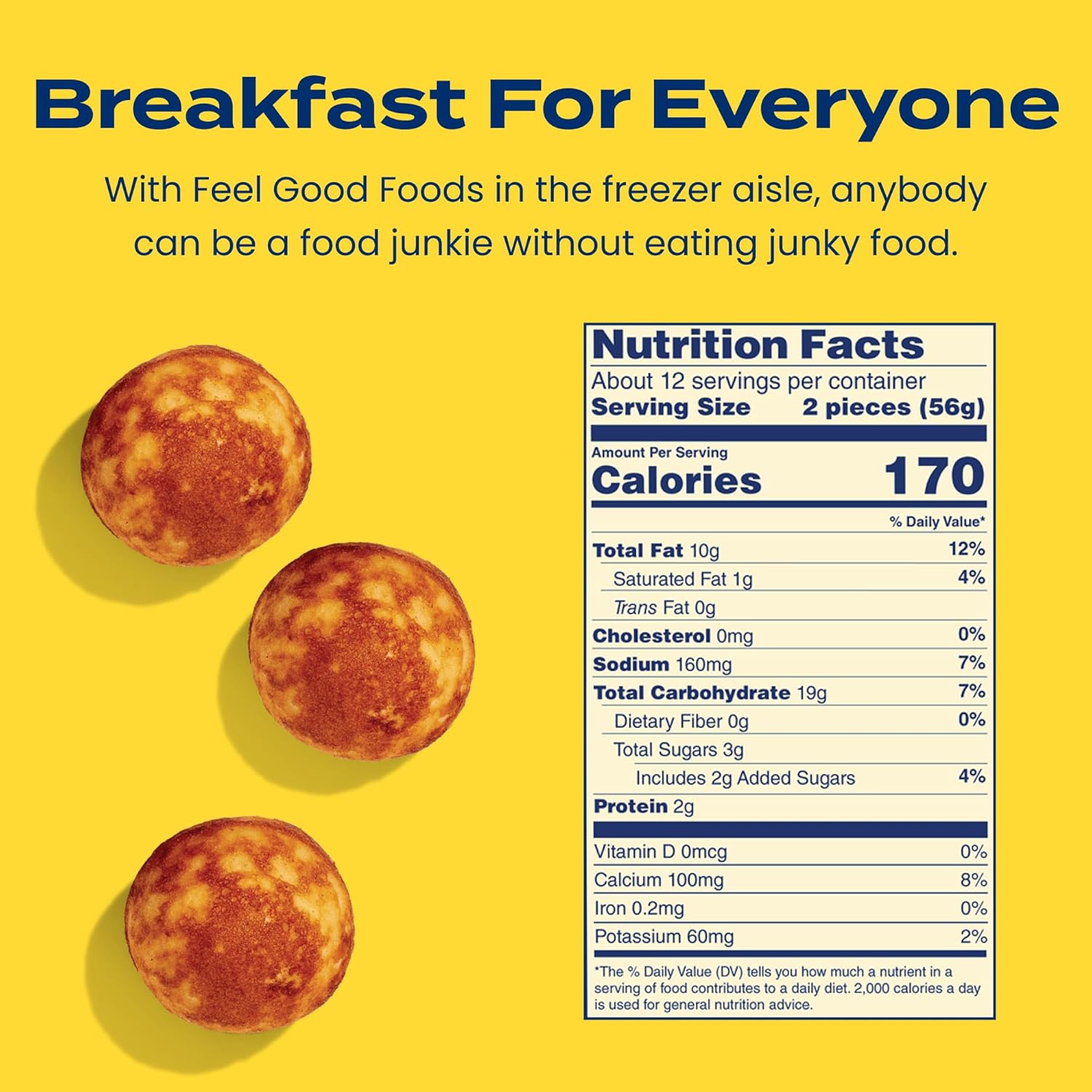 Feel Good Foods Gluten Free Buttermilk Pancake Balls | Frozen Breakfast Snacks | 12.7 oz
