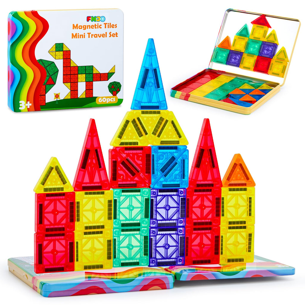 FNJO Magnetic Tiles, 110PCS Magnet Building Set, Magnetic Building Blocks, Construction STEM Learning and Playing Toys for Kids, Montessori Toy for Preschool Boys Girls