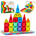 FNJO Magnetic Tiles, 110PCS Magnet Building Set, Magnetic Building Blocks, Construction STEM Learning and Playing Toys for Kids, Montessori Toy for Preschool Boys Girls