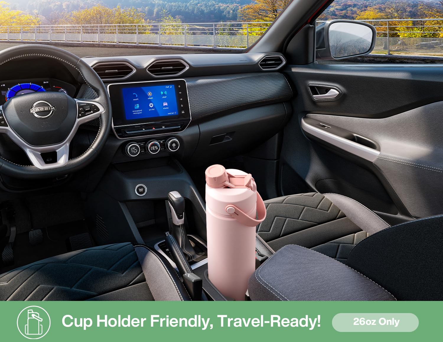 POWCAN 26 oz Insulated Water Bottle with 2-in-1 Straw and Spout Lid, Keep Cold 24H, Leak-Proof, Fits in Car Cup Holder, Stainless Steel Water Bottle for Sports, Travel, Gym, Gift, and School (Ace)