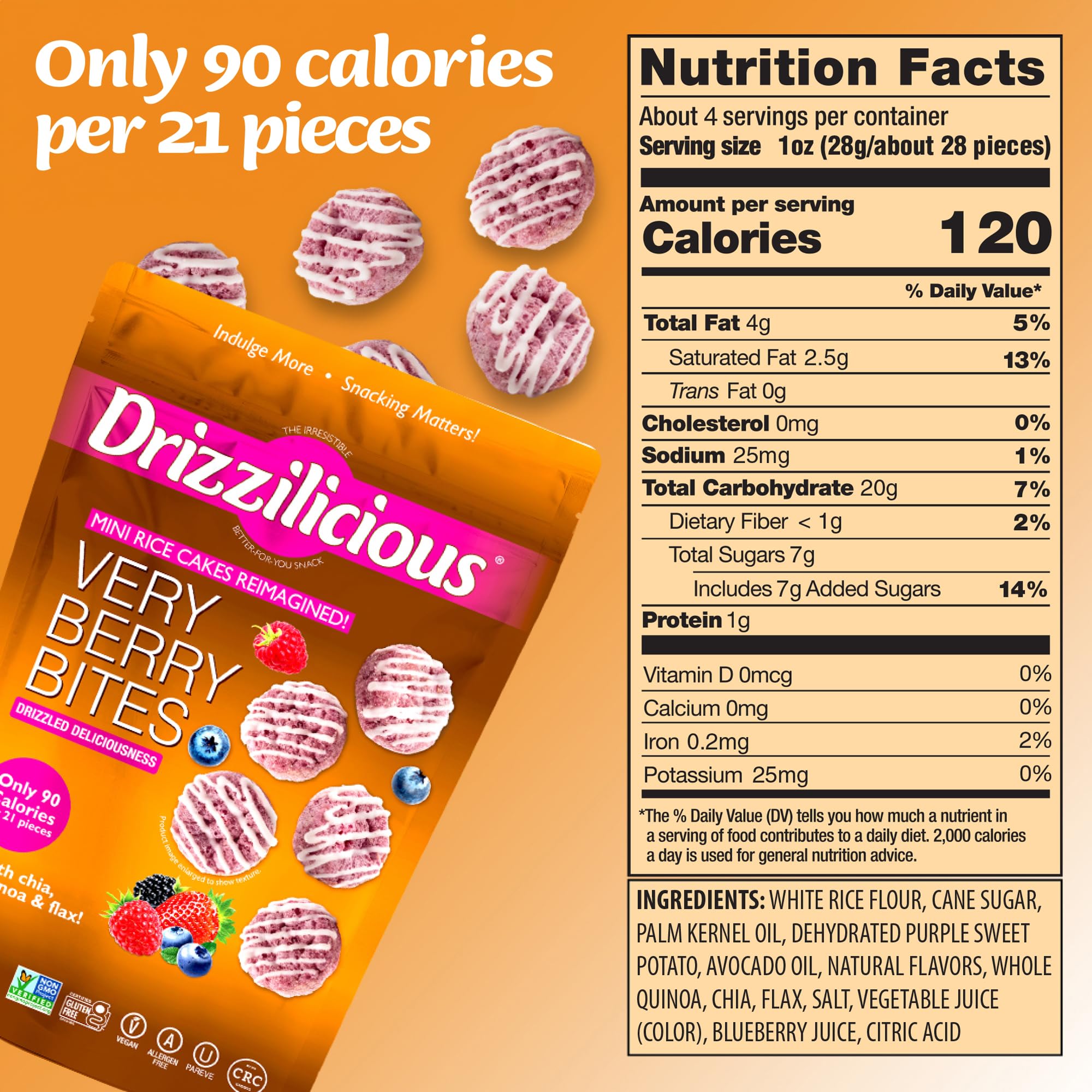 Drizzilicious Mini Flavored Rice Cakes - Rice Crisps, Healthy Snack for Adults and Kids, Vegan, Gluten Free Snack, 90 Calories Per 21 Pieces, S'mores & Cinnamon Swirl - 4 oz (Pack of 6)