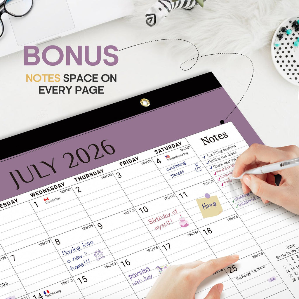 Desk Calendar 2026-2027, 21-Month Calendar Runs Until June 2027, Large 17" x 12" Monthly Desktop & Wall Calendar for Home & Office - Floral