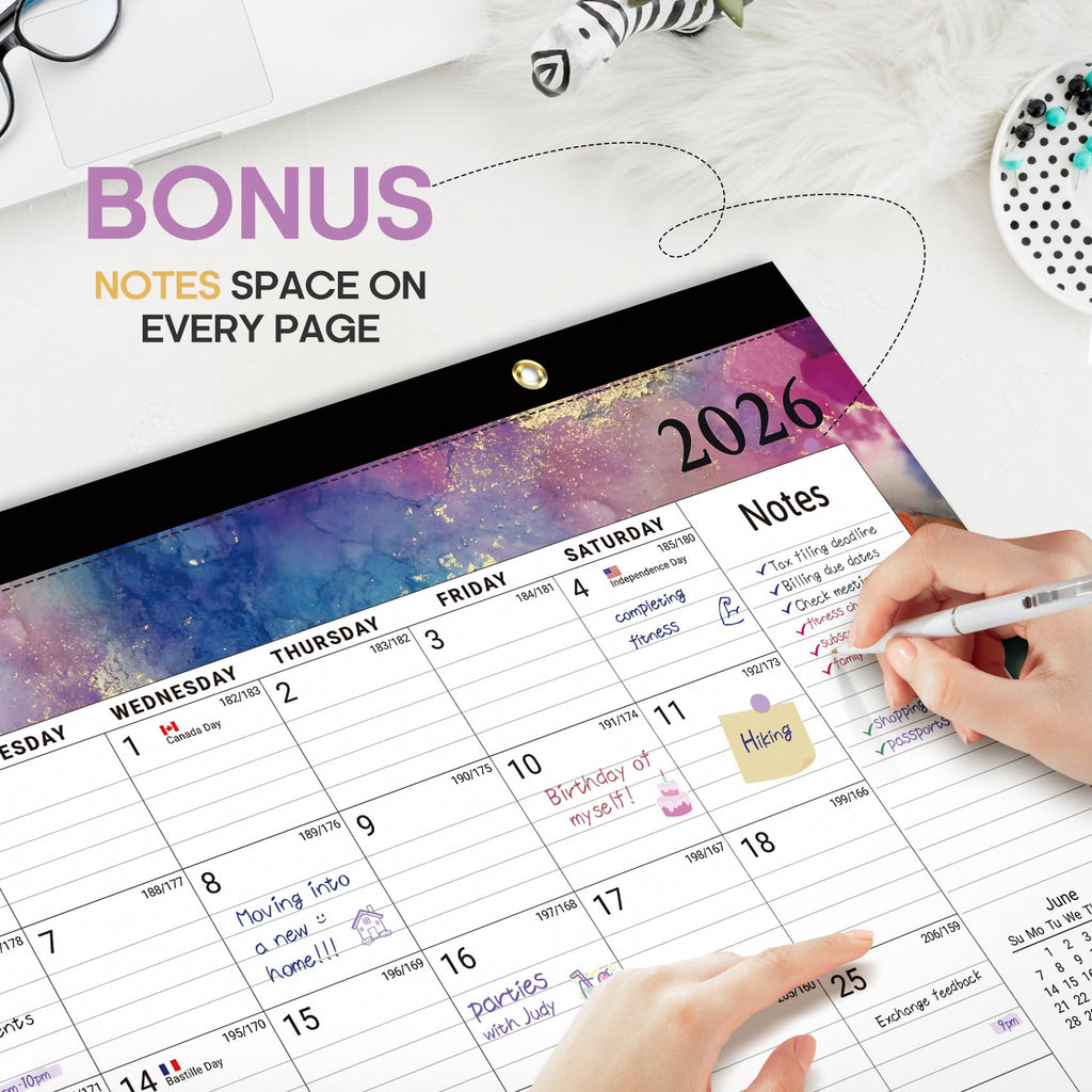 Desk Calendar 2026-2027, 21-Month Calendar Runs Until June 2027, Large 17" x 12" Monthly Desktop & Wall Calendar for Home & Office - Floral