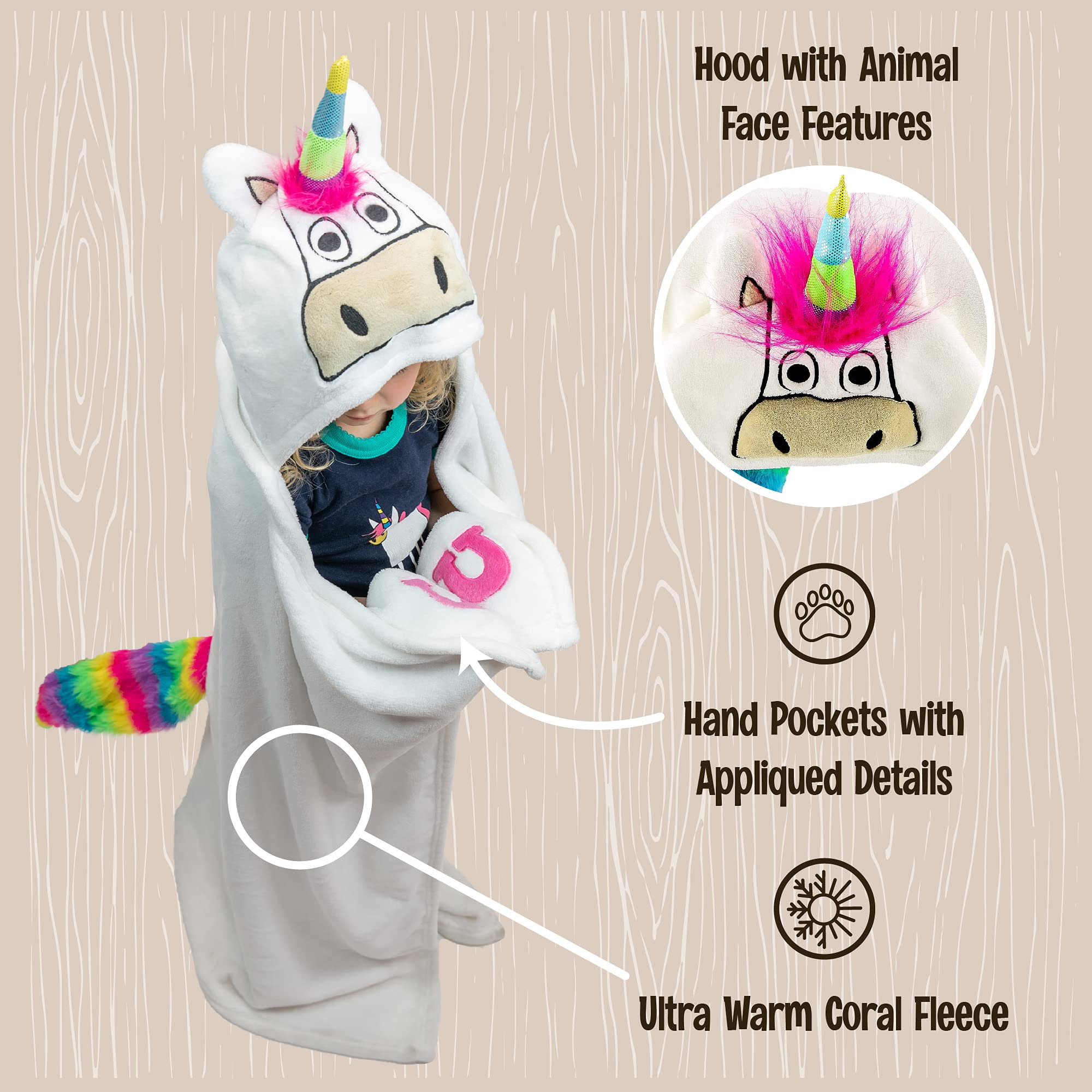 Lazy One Wearable Hooded Blanket for Kids, Animal Hooded Blanket (Bigfoot)