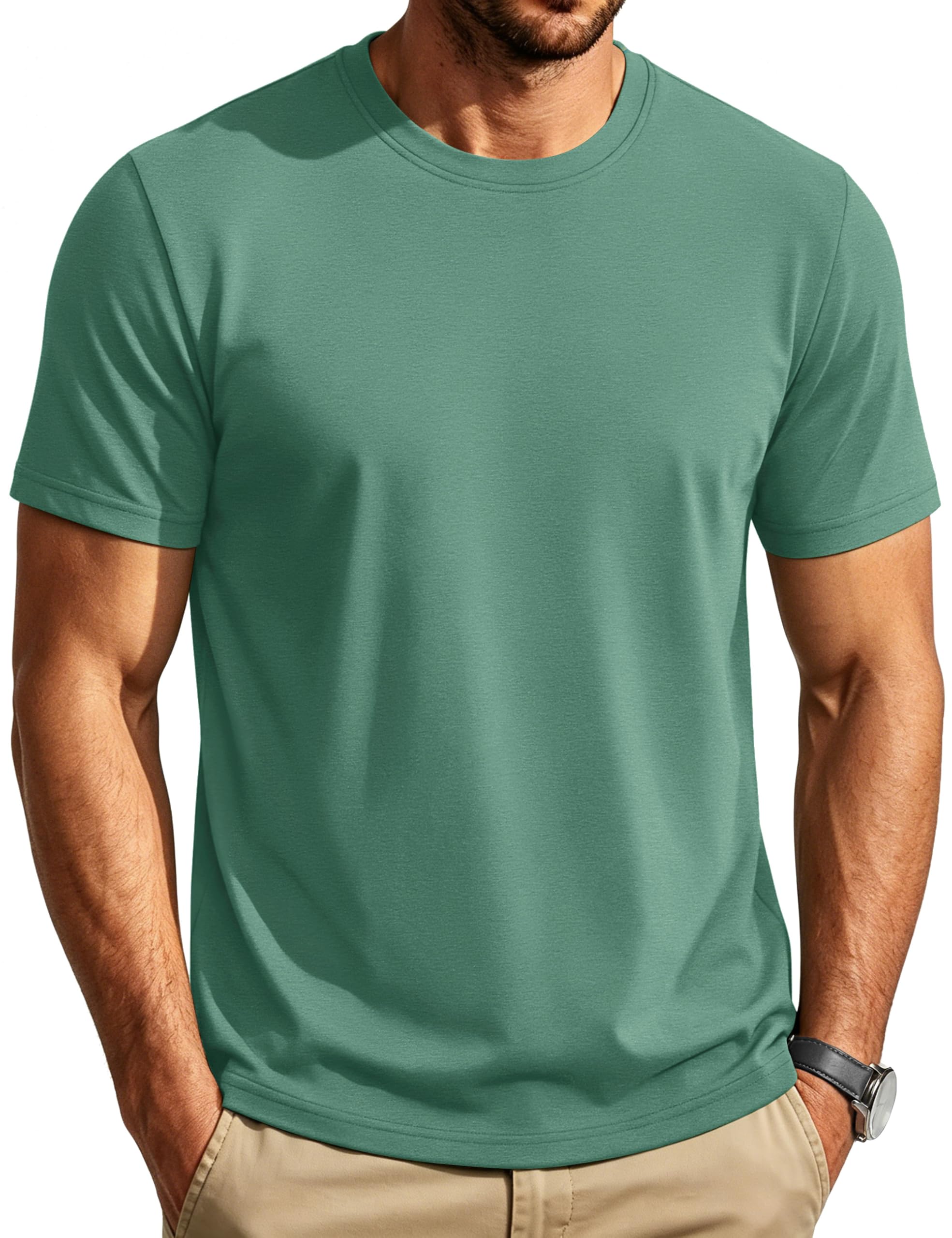 Cotrasen Mens T-Shirts Short Sleeve Cotton Crew Neck Lightweight Moisture Wicking Casual Soft Basic Plain Tee Shirts
