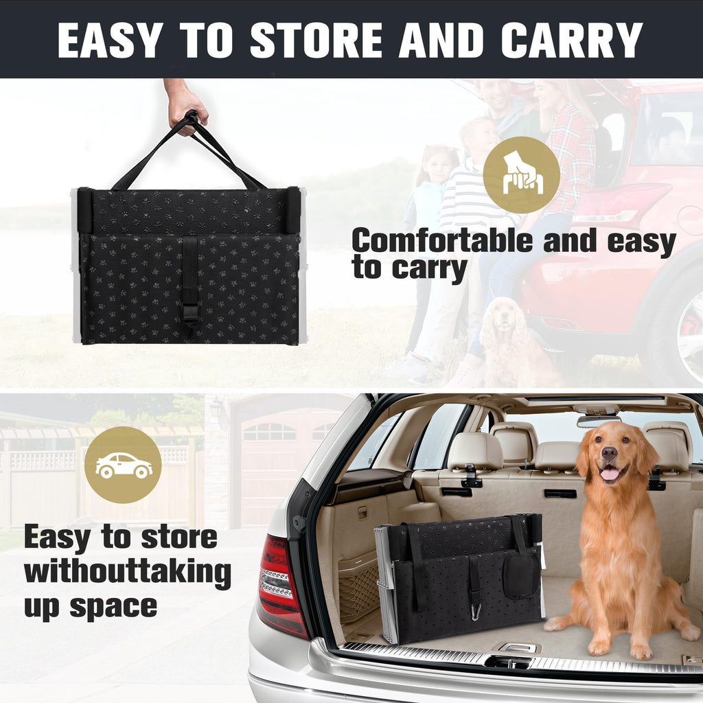 Dog Stairs for Car - Foldable Dog Ramps for Large Dogs with Non Slip Surface, Portable Dog Steps for Cars and SUV, Truck, Support Up to 200 Lbs