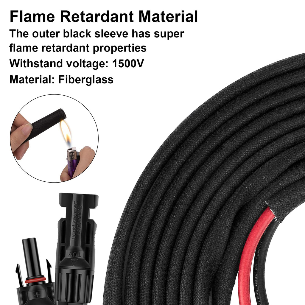 3FT 10AWG Solar Panel Extension Cable with Female and Male Connectors, Solar Cable for Solar Panels, Charge Controllers and Solar Generator (10AWG, 3FT)