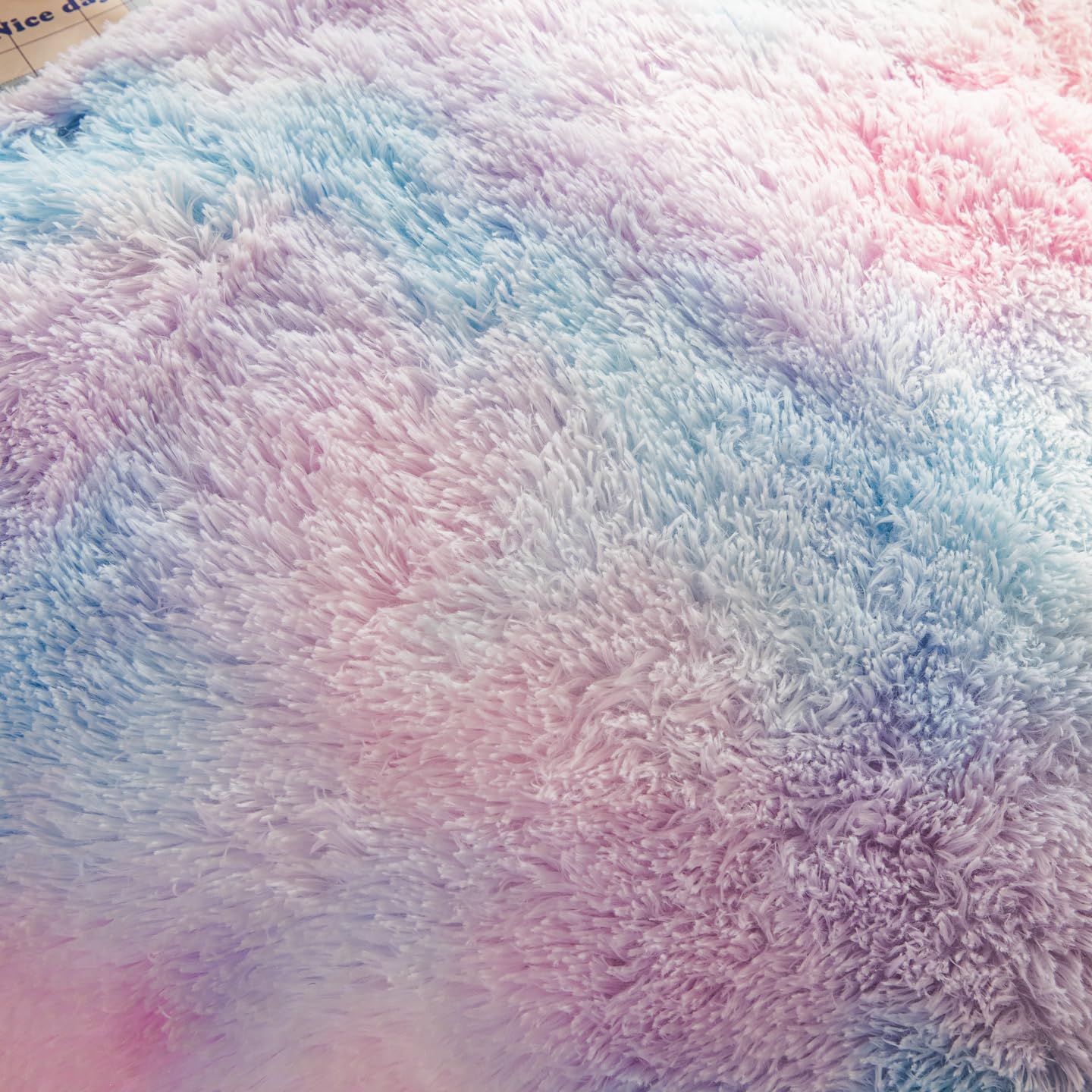 Faux Fur Kids Girls Purple Rainbow Comforter Sets Twin/Full - 3PC Bed Set Warm Comfortable Soft Plush Flannel Velvet Fluffy Fuzzy Bedding（Comforter x 1 Pillowcases x 2）