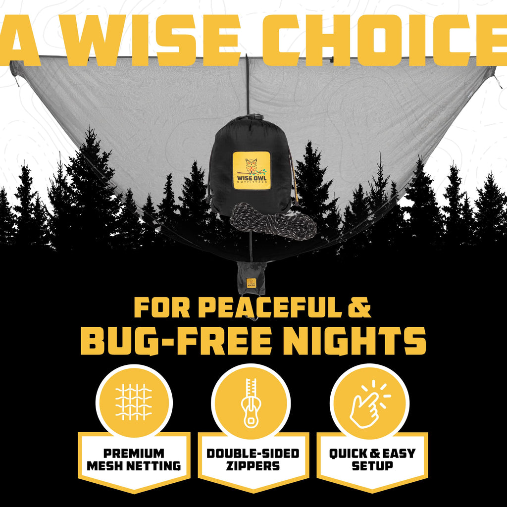Wise Owl Outfitters Hammock Bug Net – Mosquito Net for Hammock, Lightweight Bug Netting for Camping, Hiking, Backpacking, Forest & Outdoor Use