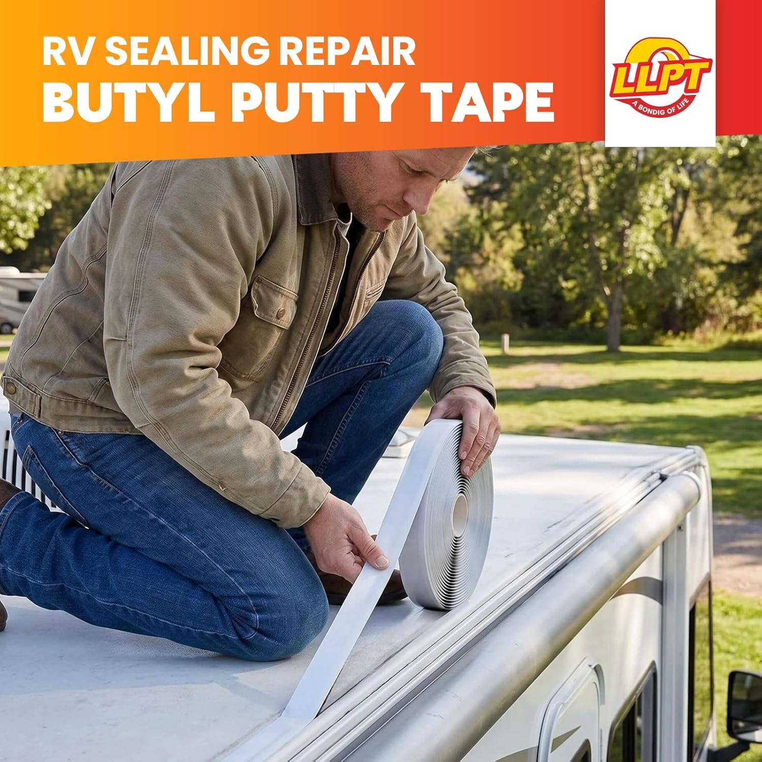 LLPT Butyl Tape Black 1 Inch x 33Ft Tight Seal for Leak Proof EPDM RV Repair Window Glass Boat Sealing Roof Pipe Patching(BST233)