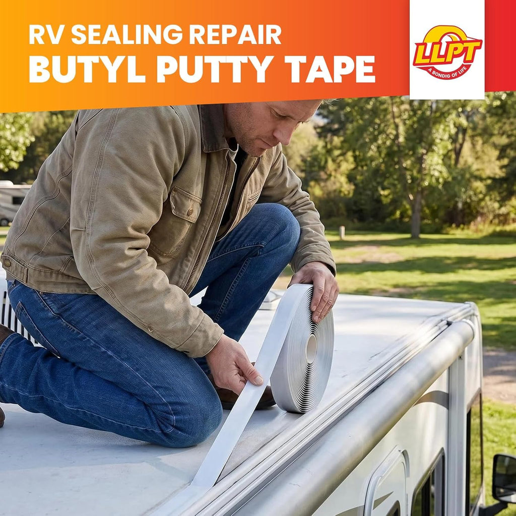 LLPT Butyl Tape Black 1 Inch x 33Ft Tight Seal for Leak Proof EPDM RV Repair Window Glass Boat Sealing Roof Pipe Patching(BST233)