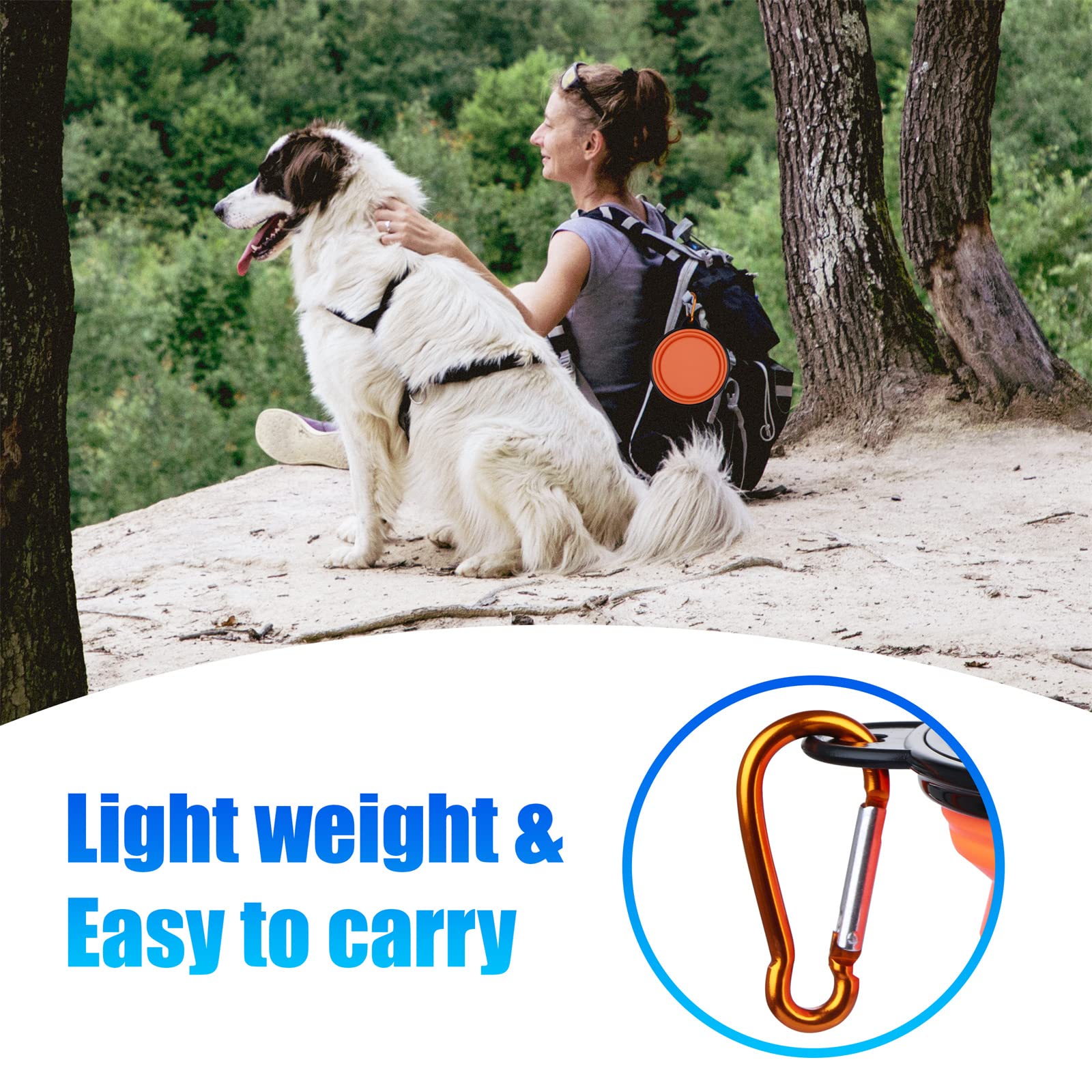 Dog Bowl Pet Collapsible Bowls, 2 Pack Collapsible Dog Water Bowls for Cats Dogs, Portable Pet Feeding Watering Dish for Walking Parking Traveling with 2 Carabiners (Small, Black & Pink)