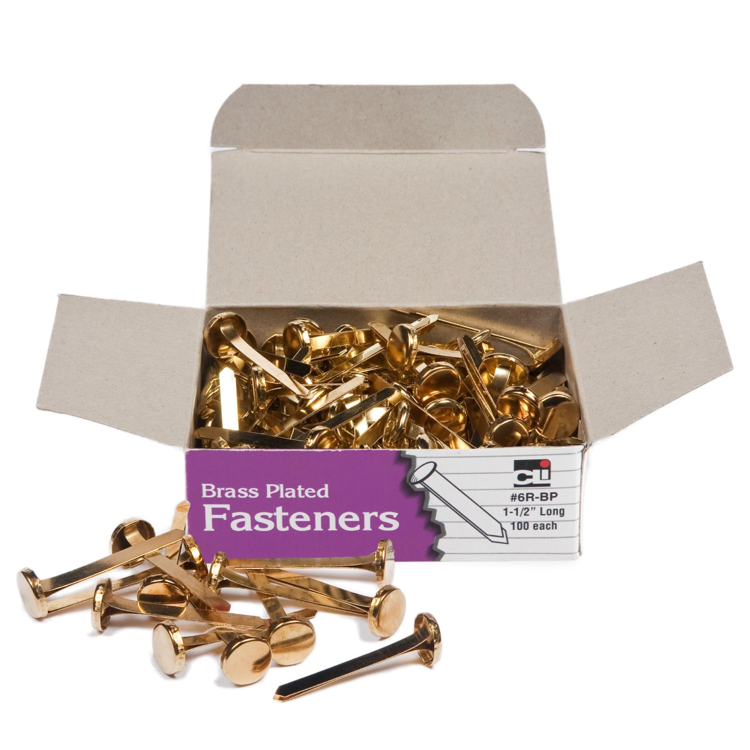 Charles Leonard Fasteners, Round Head, Brass Plated, 1/2 Inch Shank, 8 MM Head, 100-Pack (2R-BP)
