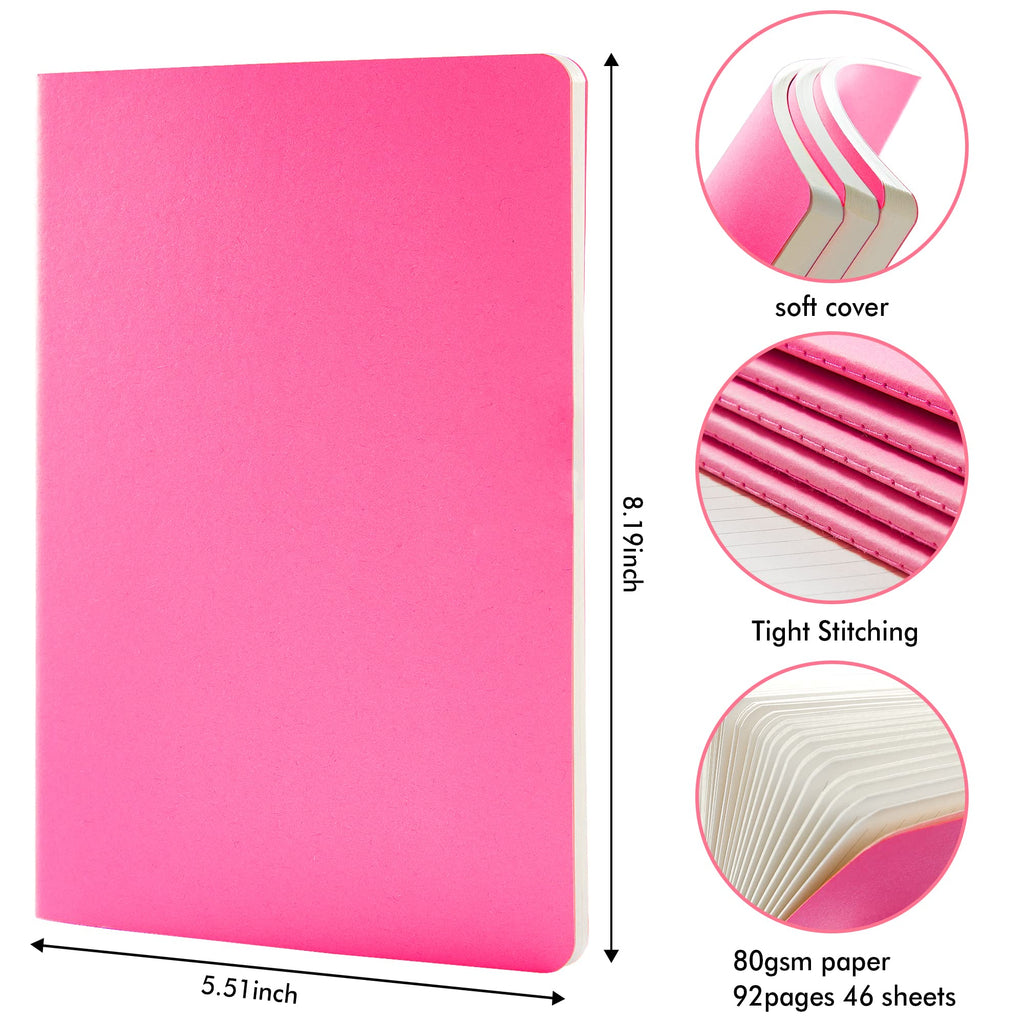 36 Pack Soft Cover Journal Bulk, Feela Lined Blank Travel Journal for Women Men Writing, Notebooks College Ruled for Work, Note Taking Notebook School Business Supplies, 8.2” x 5.5”, A5, Berry
