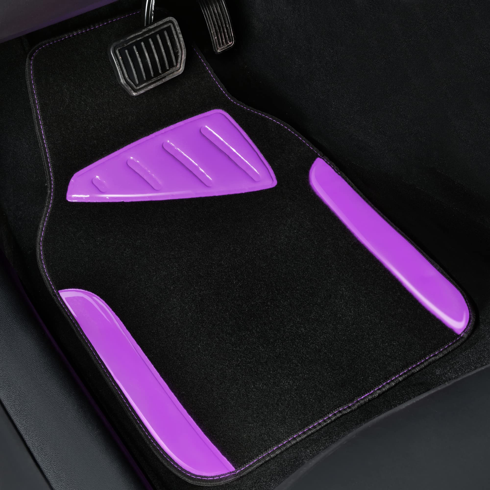 CAR PASS Beige Leather & Waterproof Car Carpet Floor Mats, Universal Car Mats Fit for SUV,Vans,sedans, Trucks,Set of 4pcs Car Carpet with Anti-Slip nibbs Driver Heel Pad (All Beige)