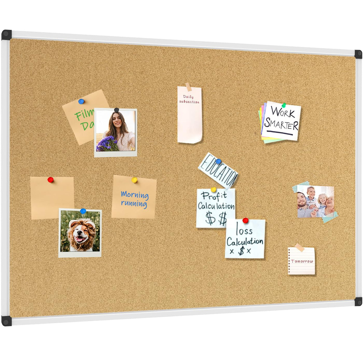 XBoard 24 x 18 Inch Wall-Mounted Office Cork Board, Notice Bulletin Board with Aluminum Frame