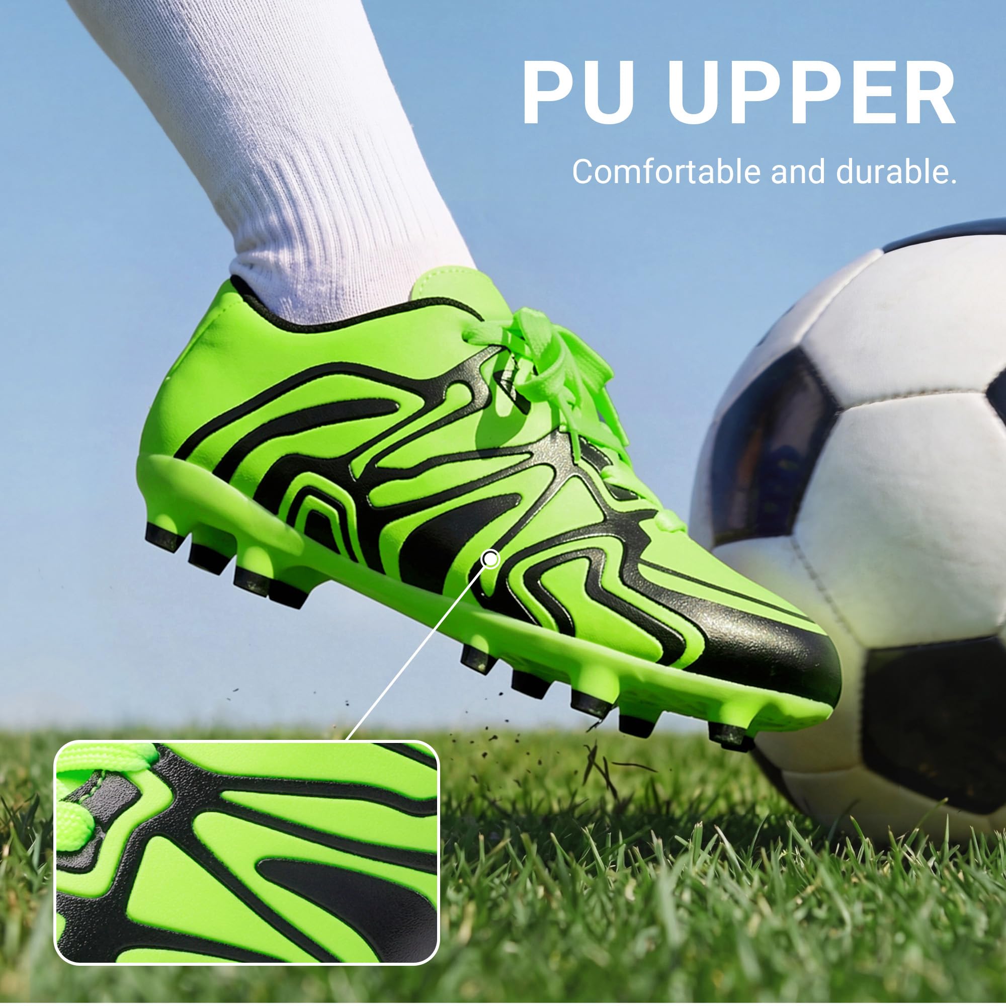 DREAM PAIRS Boys Girls Soccer Cleats Youth Firm Groud Baseball Cleats Sport Athletic Outdoor Trainning Football Shoes for Little/Big Kid
