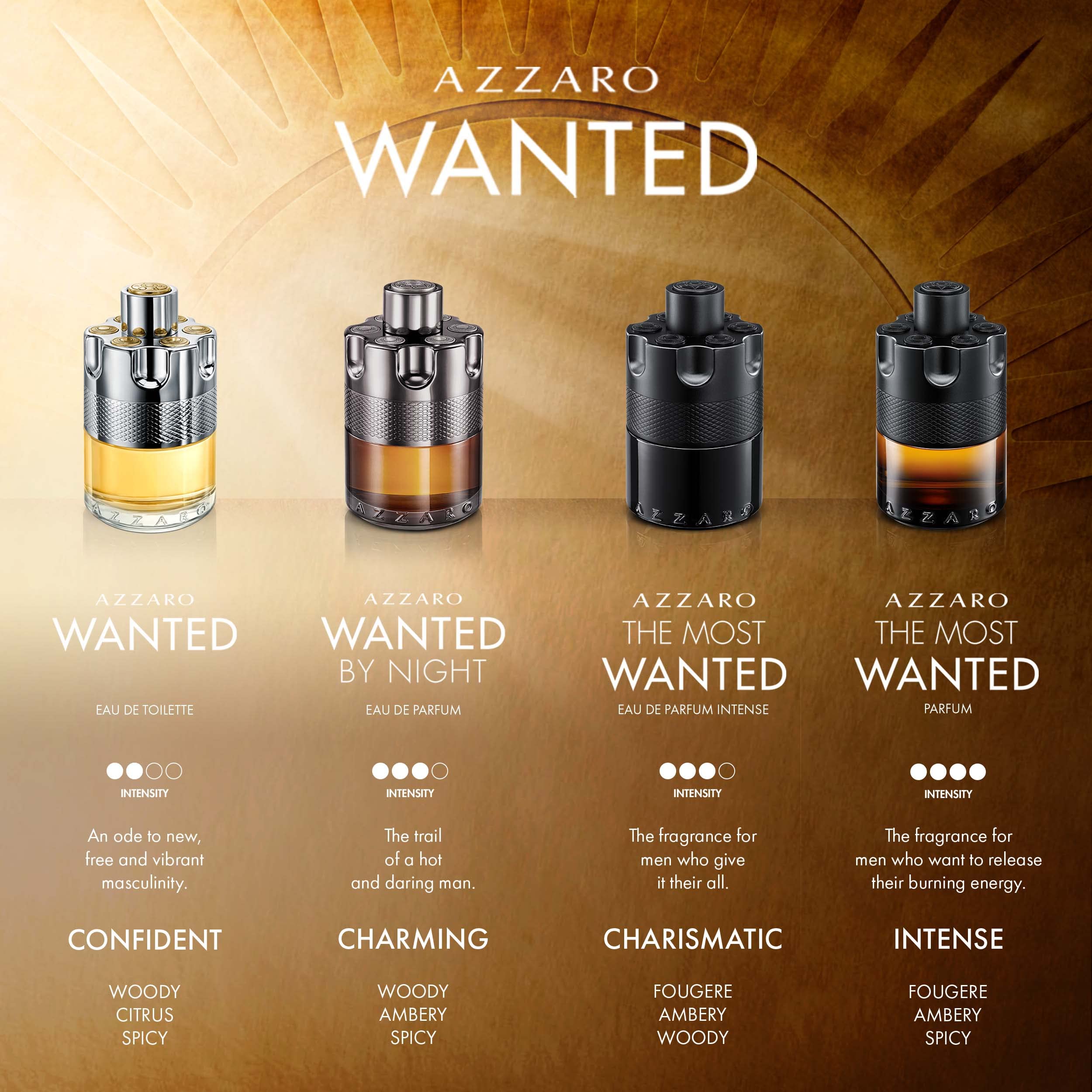 Azzaro Wanted Eau de Toilette - Vibrant & Irresistible Mens Cologne - Woody, Citrus & Spicy Fragrance - Fresh Notes of Cardamom, Lemon, Vetiver - Everyday Wear - Luxury Perfumes for Men
