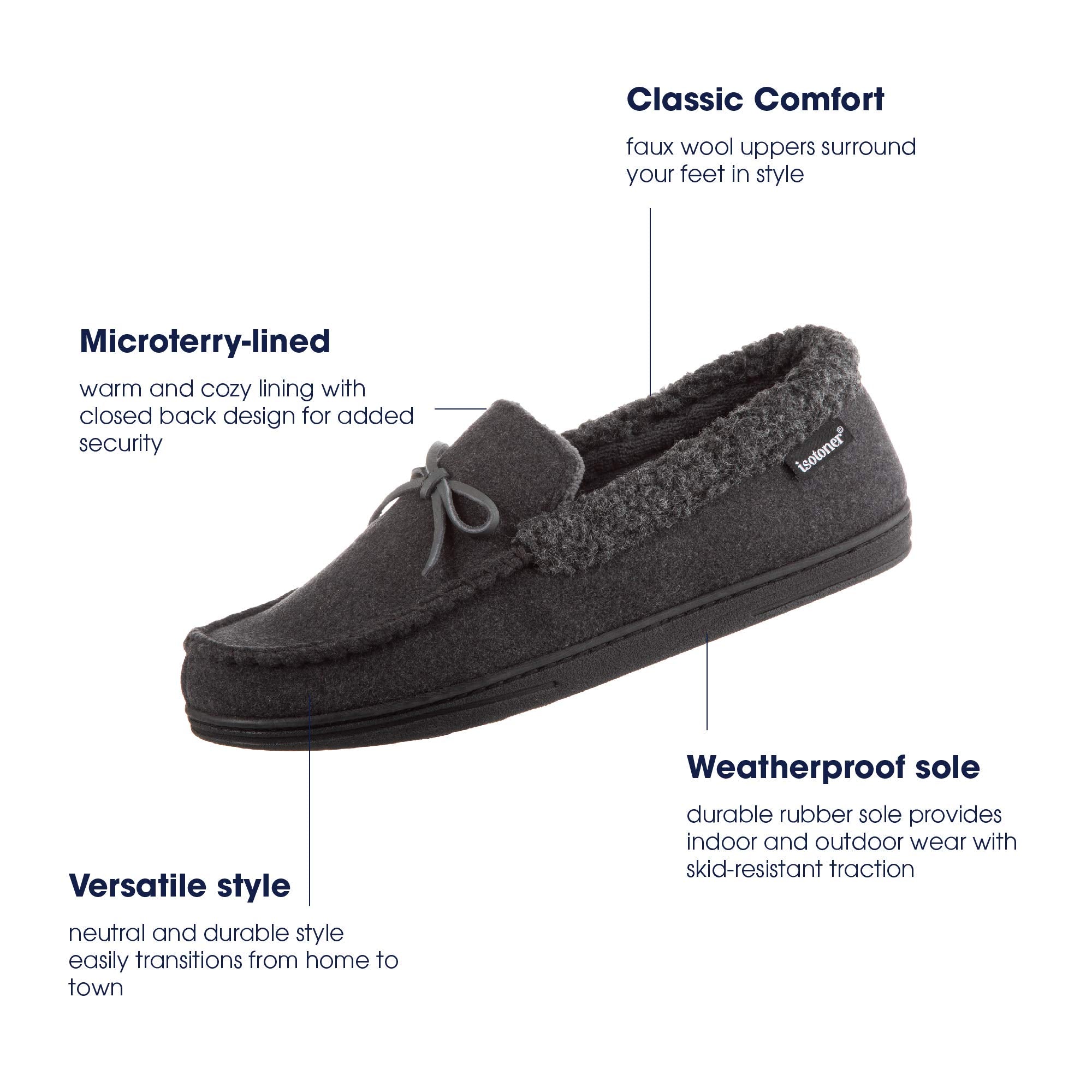 Isotoner Women's Premium Knit Slide Slippers - Moisture-Wicking Lining, Rubber Indoor/Outdoor Sole - Machine Washable House Shoes