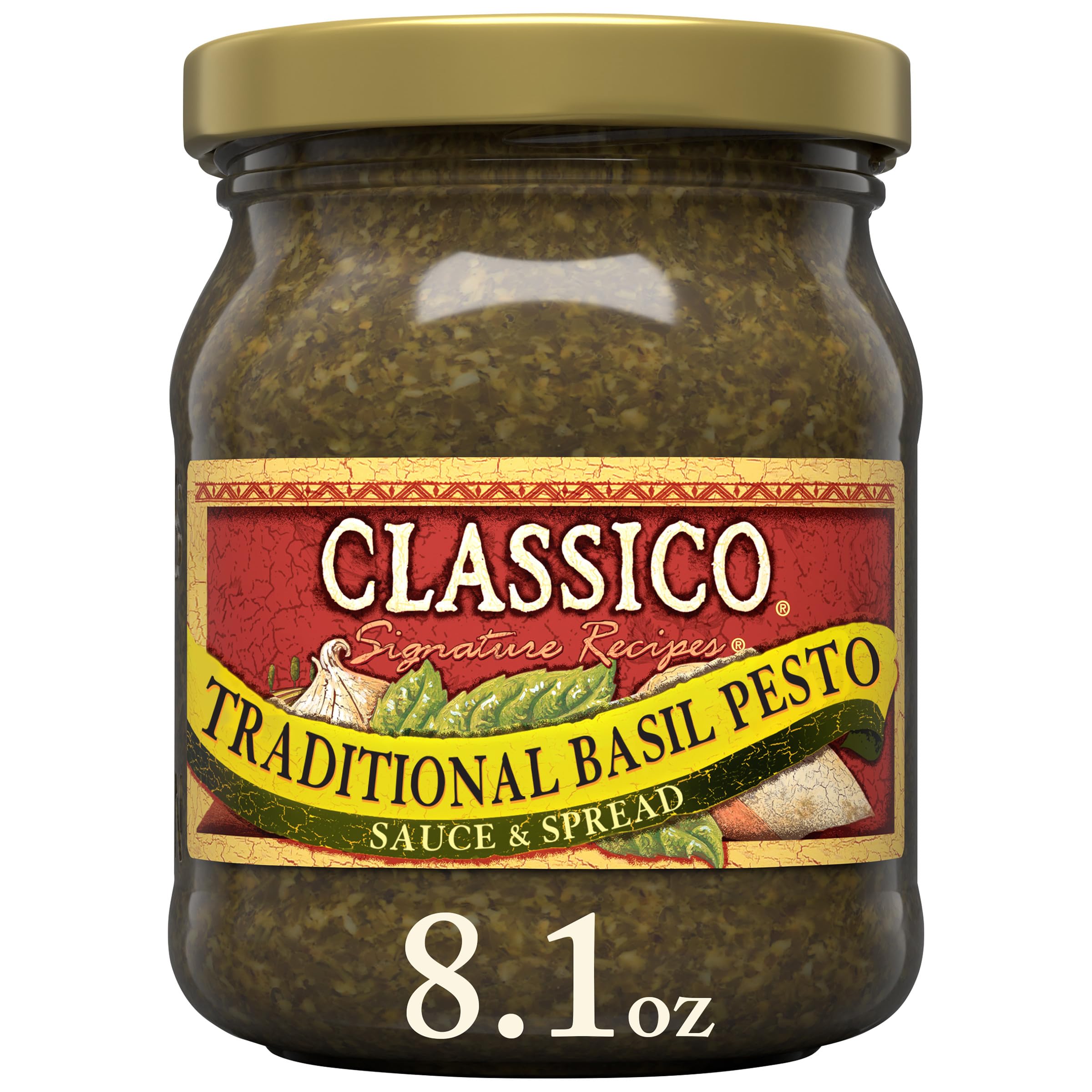 Classico Signature Recipes Traditional Basil Pesto Sauce & Spread, 8.1 oz Jar