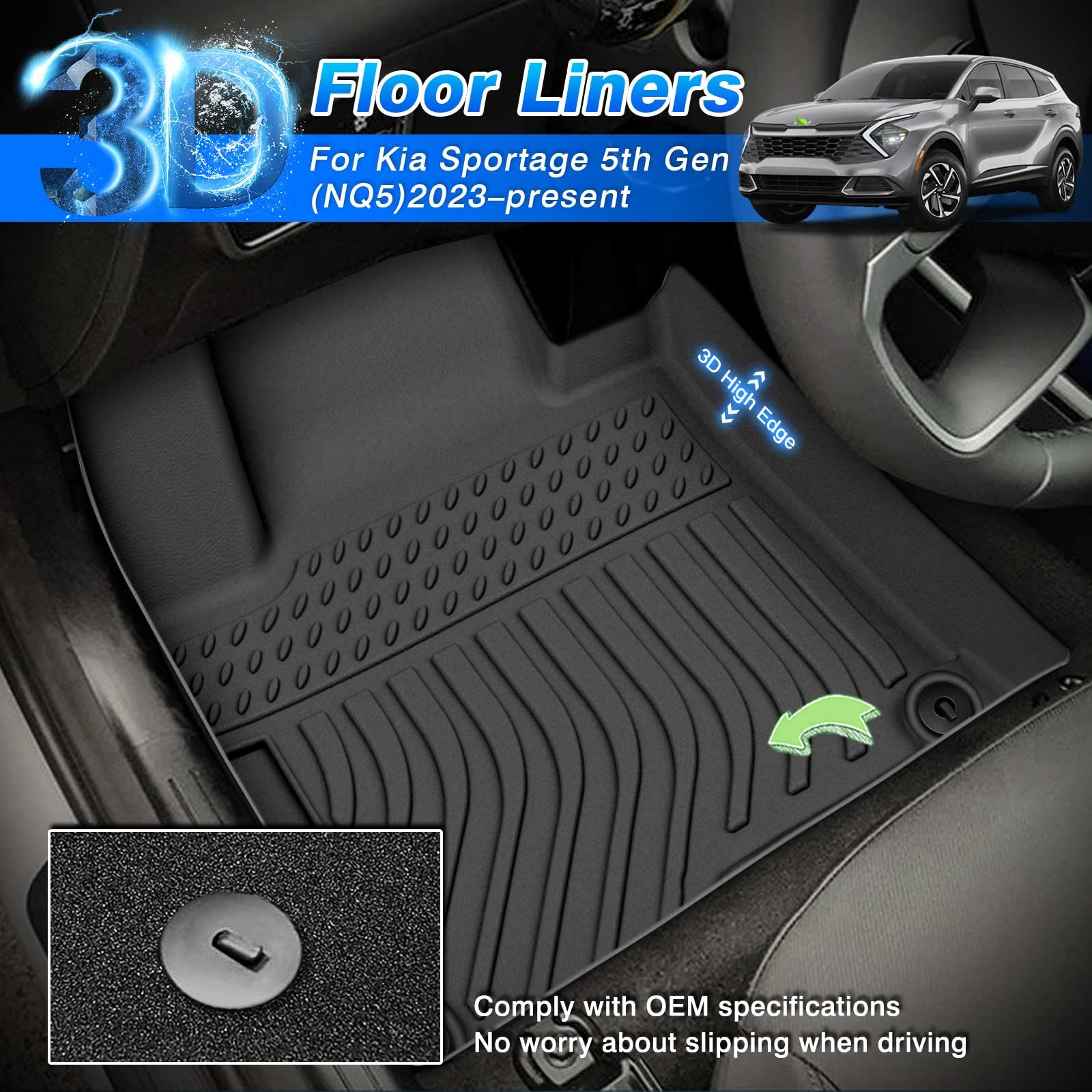 Cartist Floor Mats Compatible with Kia EV6 2022 2023 2024 2025 2026 Accessories All Weather Floor Liner Front & Rear 2 Rows Car Carpet Protection TPE Odorless