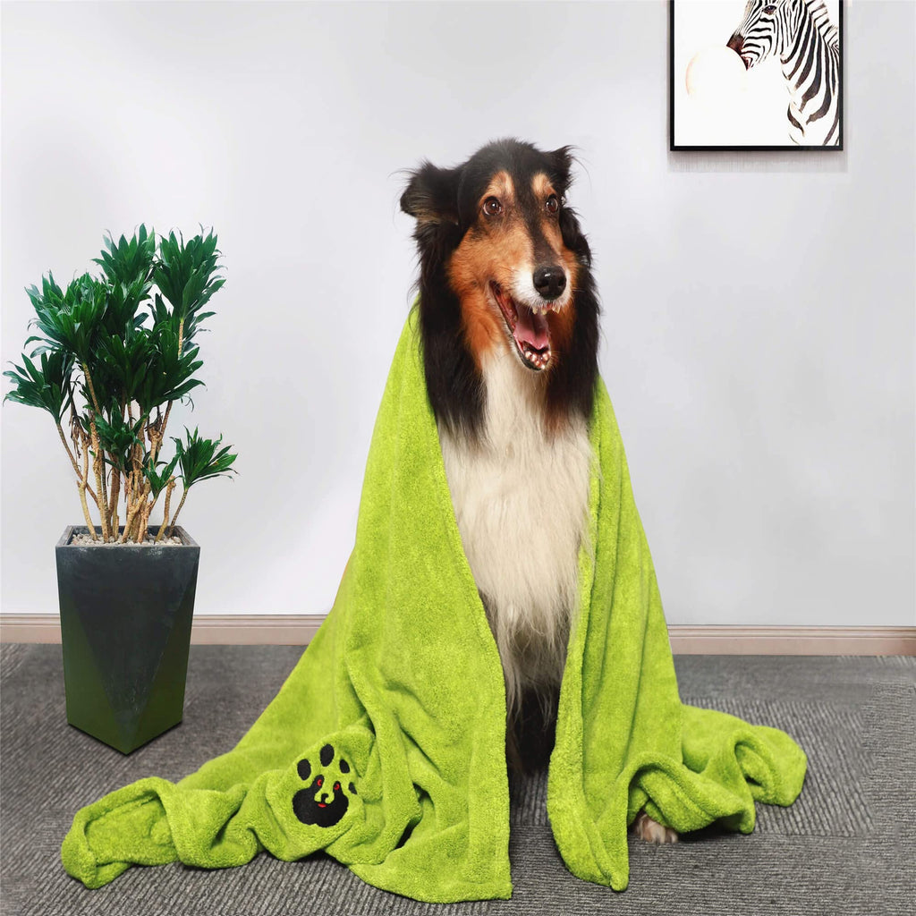 Dogvingpk Medium Dog Towel 4 Pack, Super Absorbent Soft Quick Drying Microfiber Pet Bath Towels for Medium & Small Dogs (M-36" * 28", 2Grey and 2Brown)