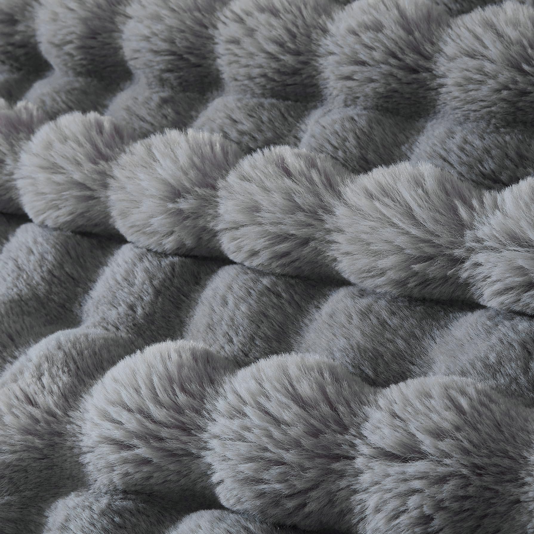 50x60 Inches Ultra-Soft Fuzzy Faux Fur Plush Throw Blanket - Thick, Warm Sherpa for Couch, Sofa, Bedroom, Camping - Decorative Blanket for Cozy Warmth, Bubble Grey