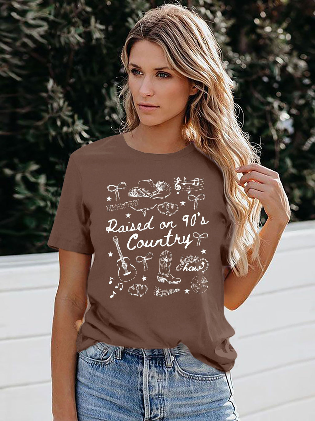 Raised on 90s Country Shirt Womens: Country Concert Outfit Country Music Tshirt Vintage Graphic Short Sleeve Tees
