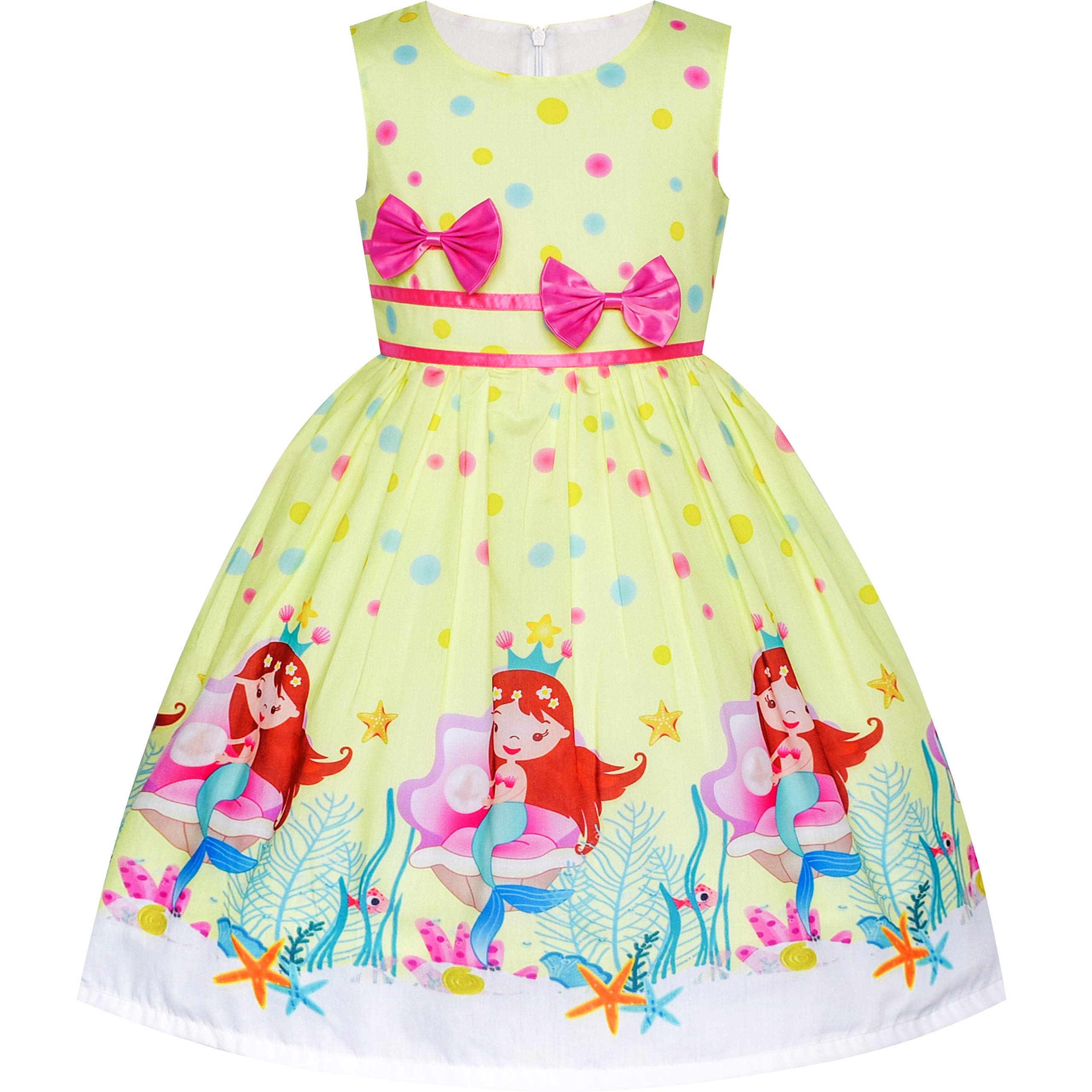 Sunny Fashion Girls Dress Rose Flower Double Bow Tie Party Sundress